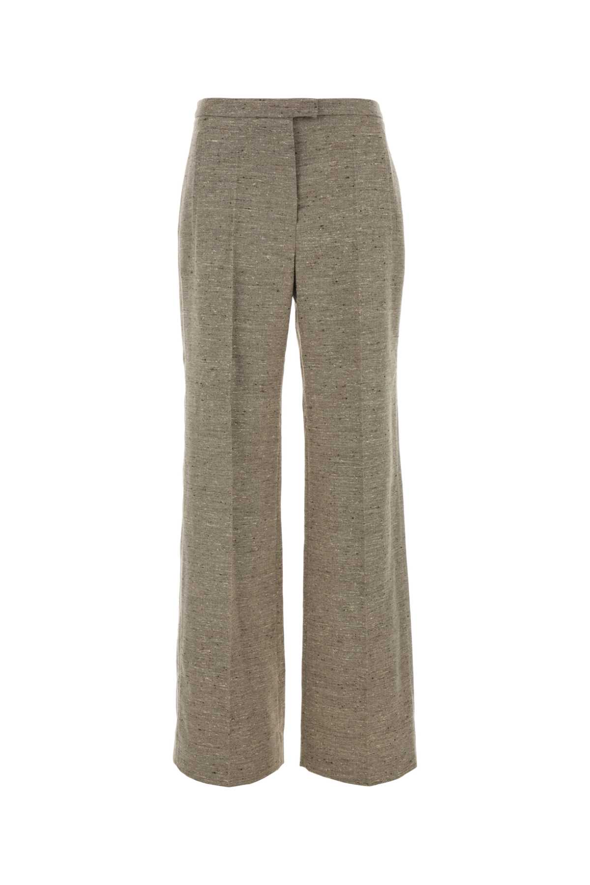 Magda Butrym Melange Dove Grey Silk Blend Pant In Green