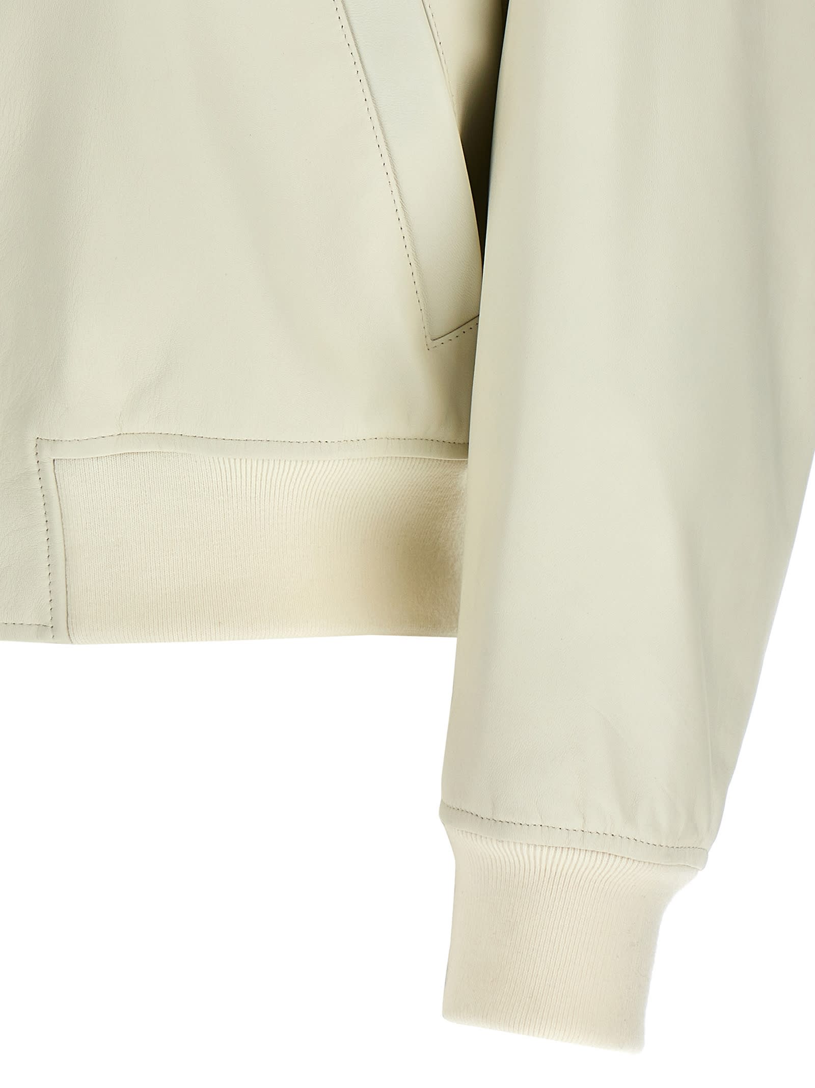 Jil Sander Leather Bomber Jacket Casual Jackets And Parka White In White