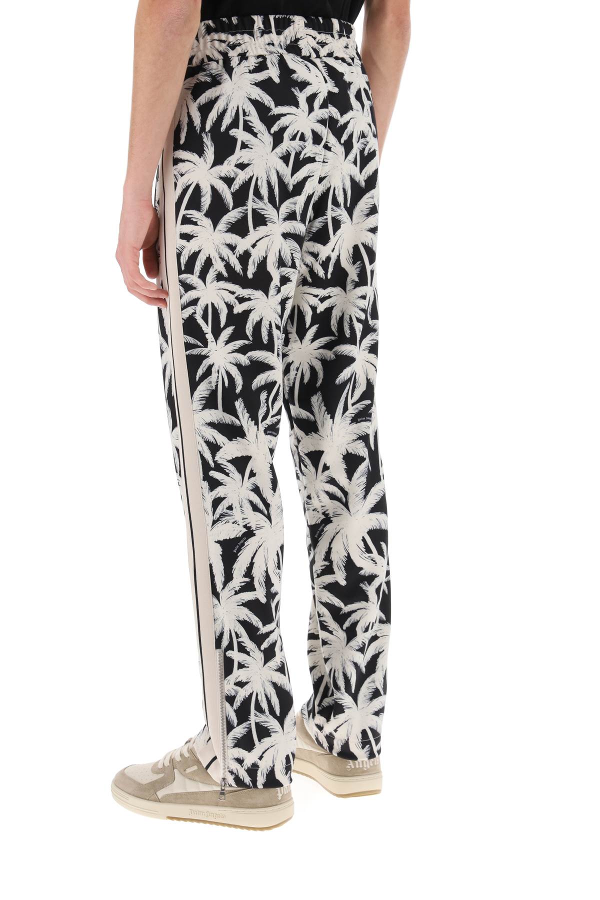 Palm Angels Palm-printed Elasticated Waist Track Pants In Black