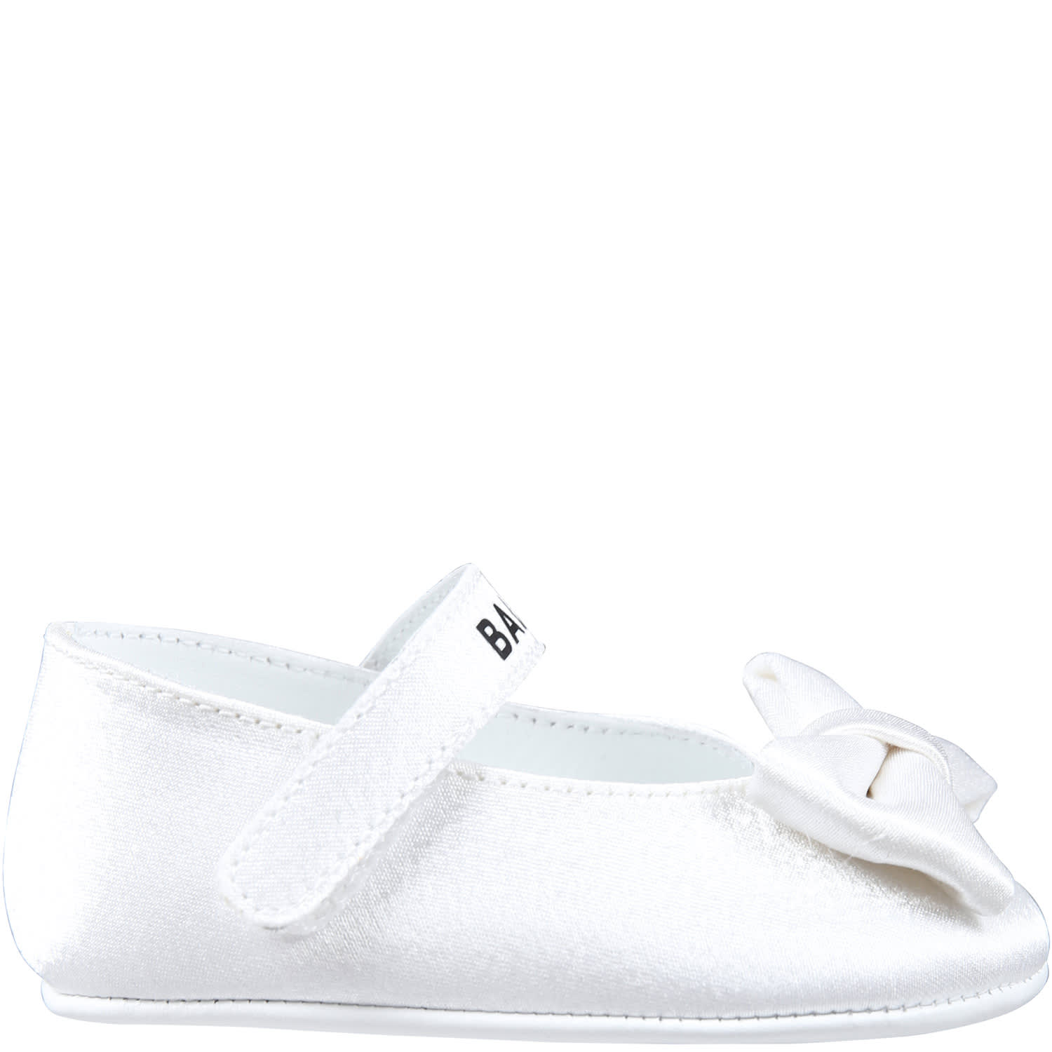 Shop Balmain White Shoes For Baby Girl With Logo And Bow