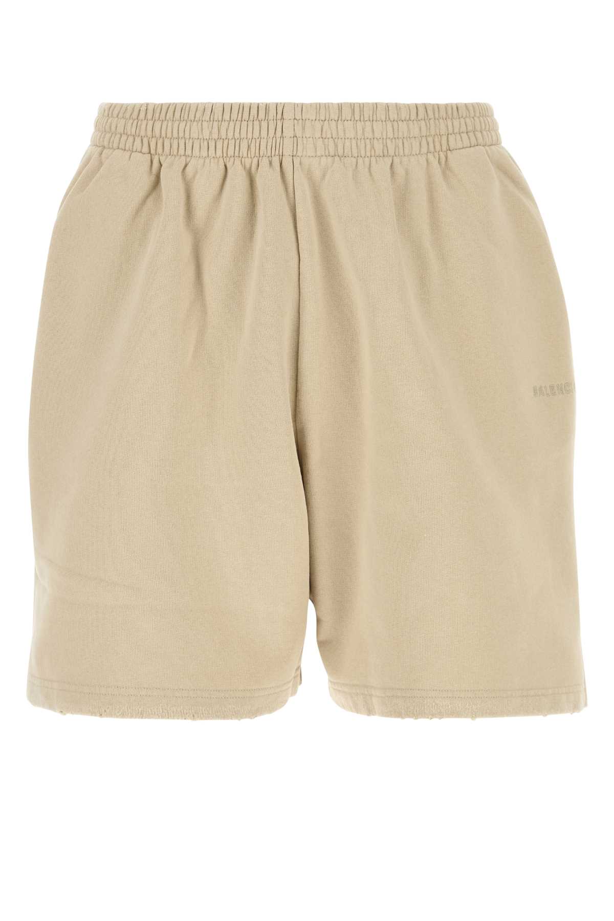 Balenciaga Sand Cotton Bermuda Shorts In Brown