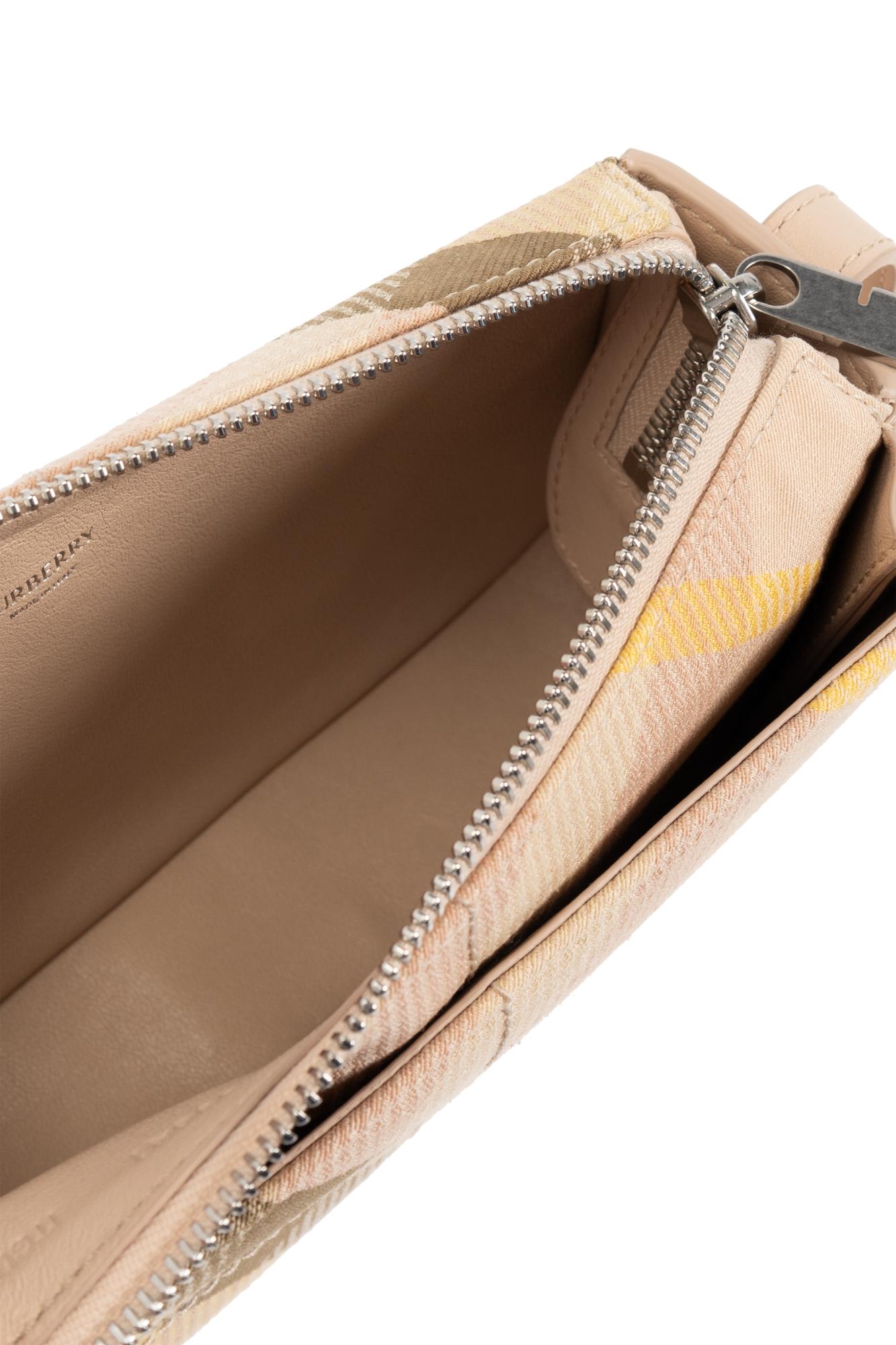 Burberry Snip Check Jacquard Flap Shoulder Bag In Teacup