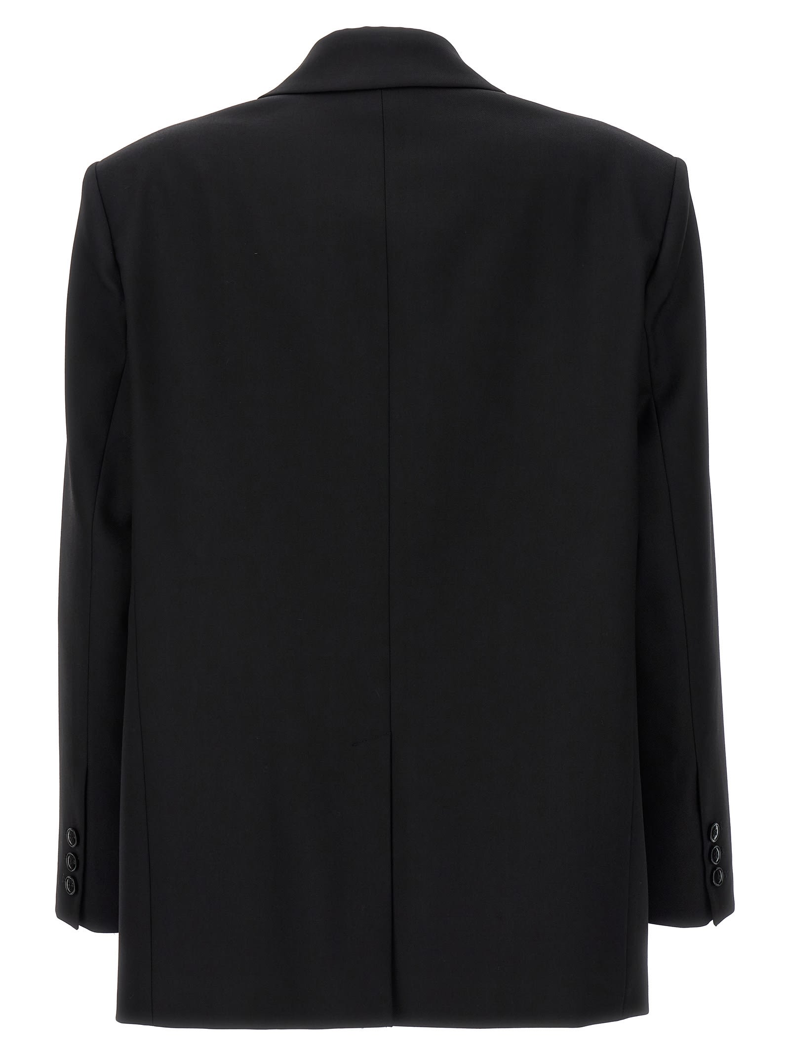 Shop Elisabetta Franchi Double-breasted Wool Blazer In Black