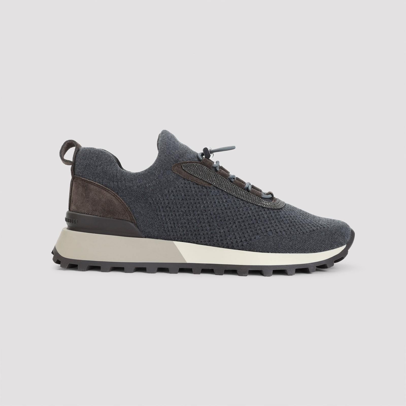 Brunello Cucinelli Performance Knit Sneakers Textured Sole In Black