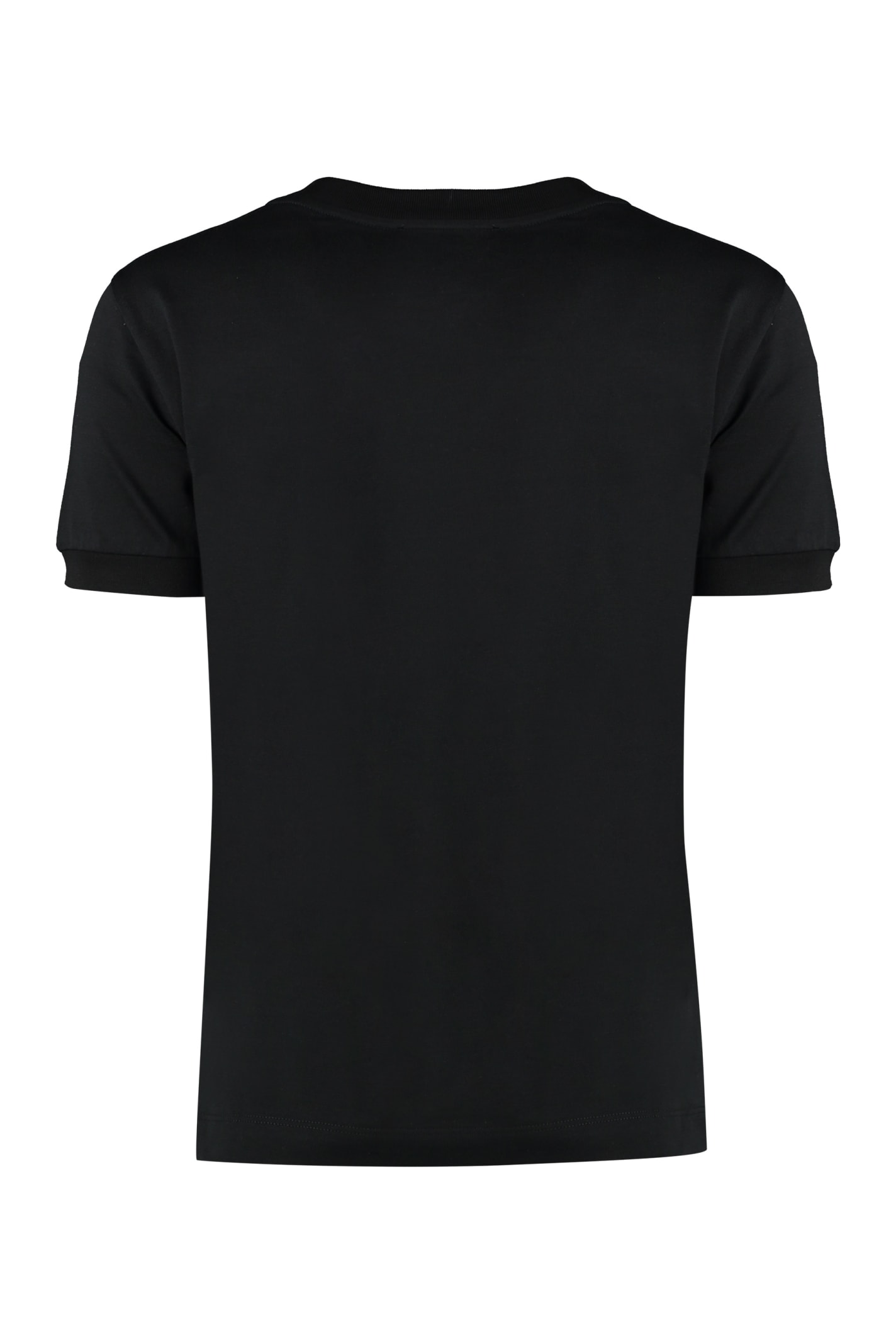 Shop Dolce & Gabbana Embellished Logo Cotton T-shirt In Nero