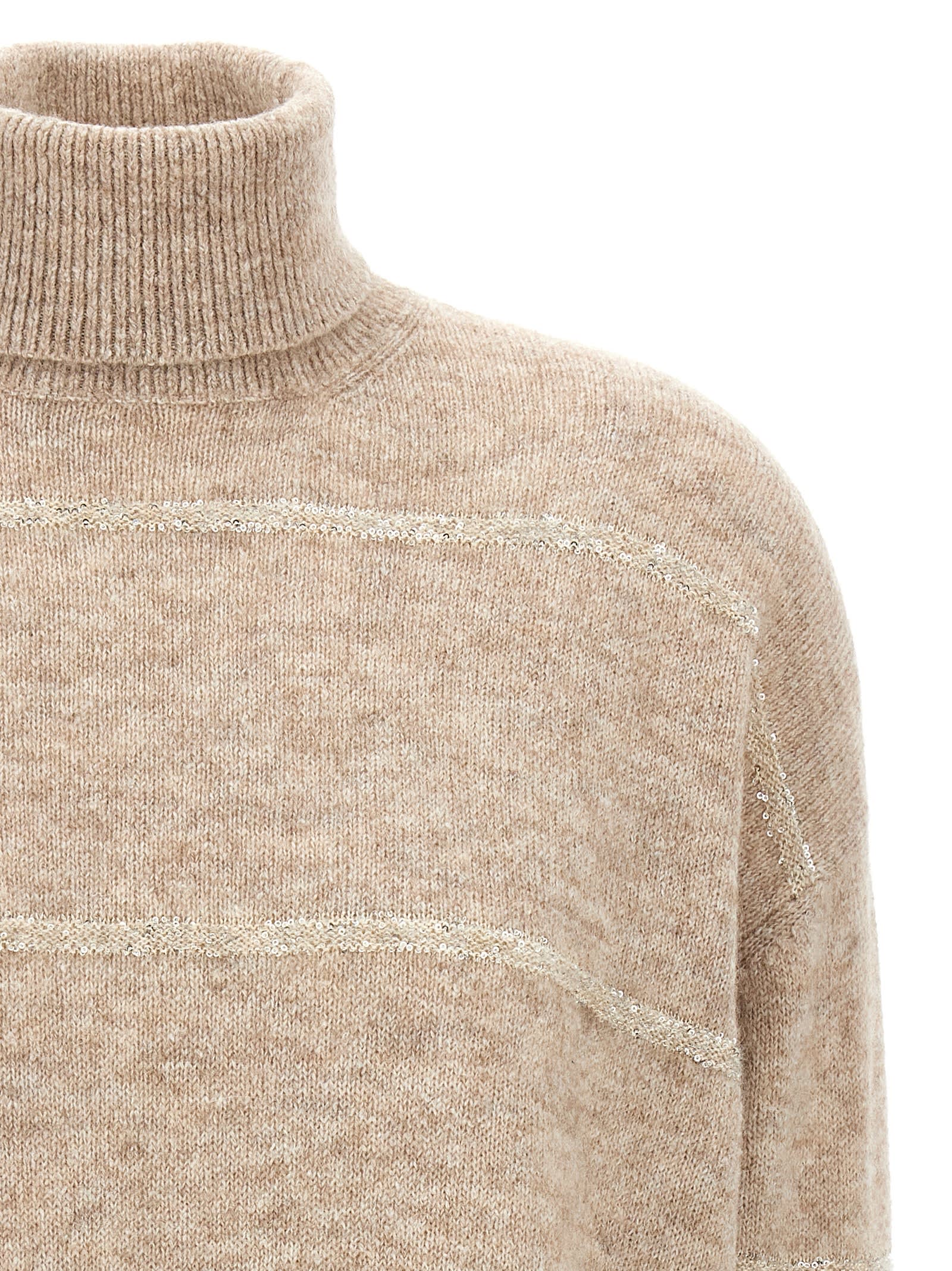 Shop Brunello Cucinelli Sequin Sweater In Beige