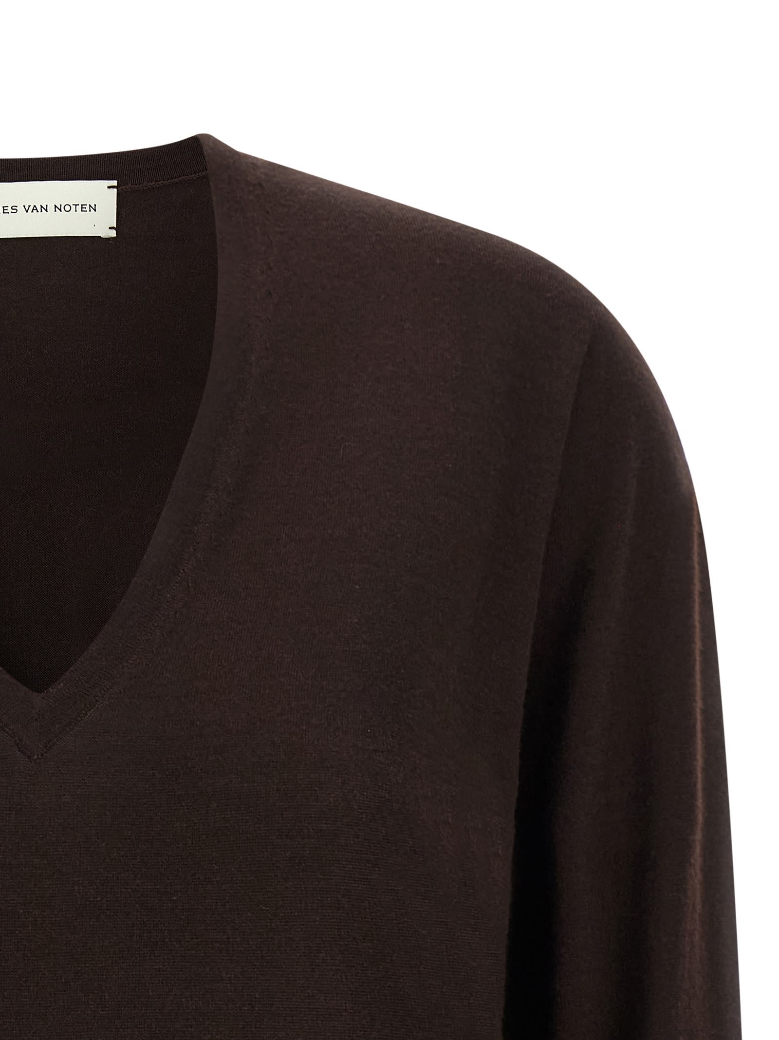 Dries Van Noten Brown Fine Merino Wool Loose-fit Sweater In Brown