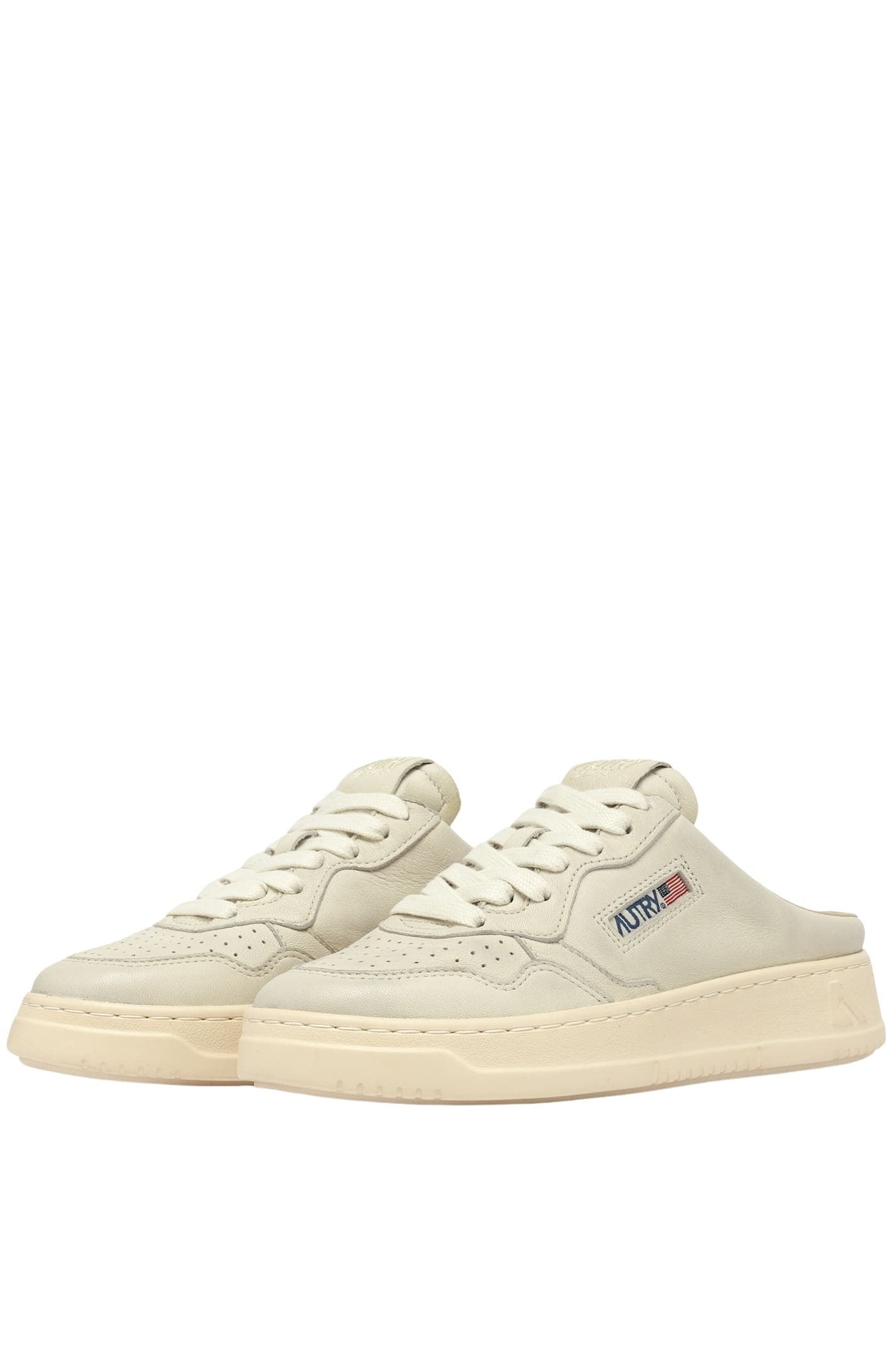 Autry Mule Low Wom Leat/leat Wht/wht In Winter White