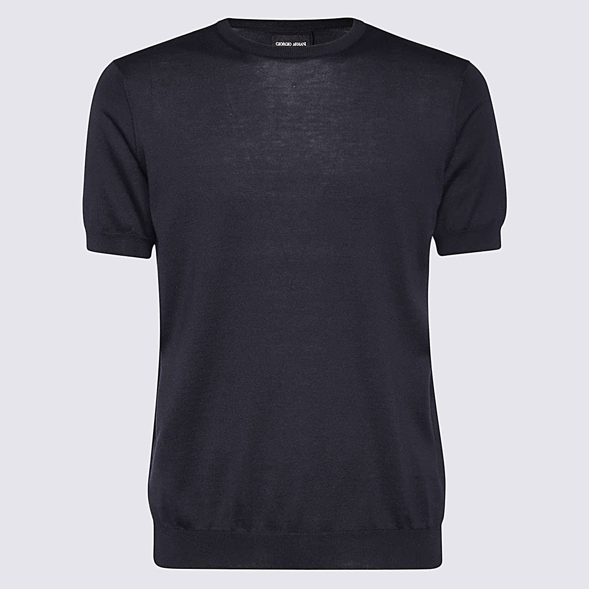 Shop Giorgio Armani Dark Blue Silk And Cotton Blend Sweater