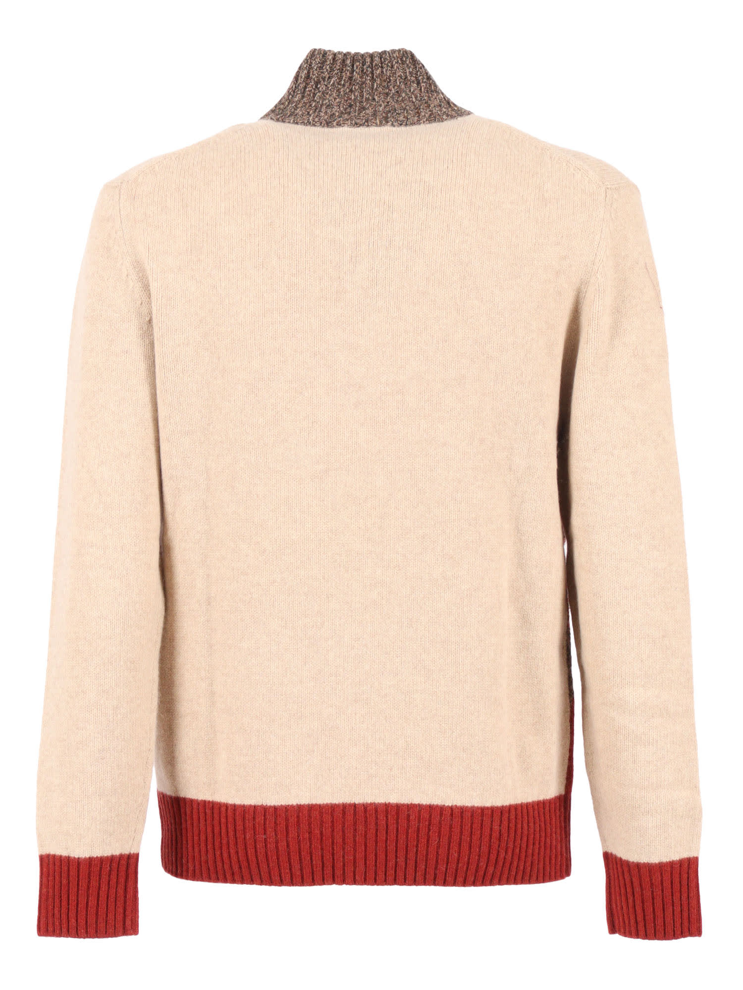 Ballantyne High Ribbed Turtleneck Pullover With Button Detail In Multi