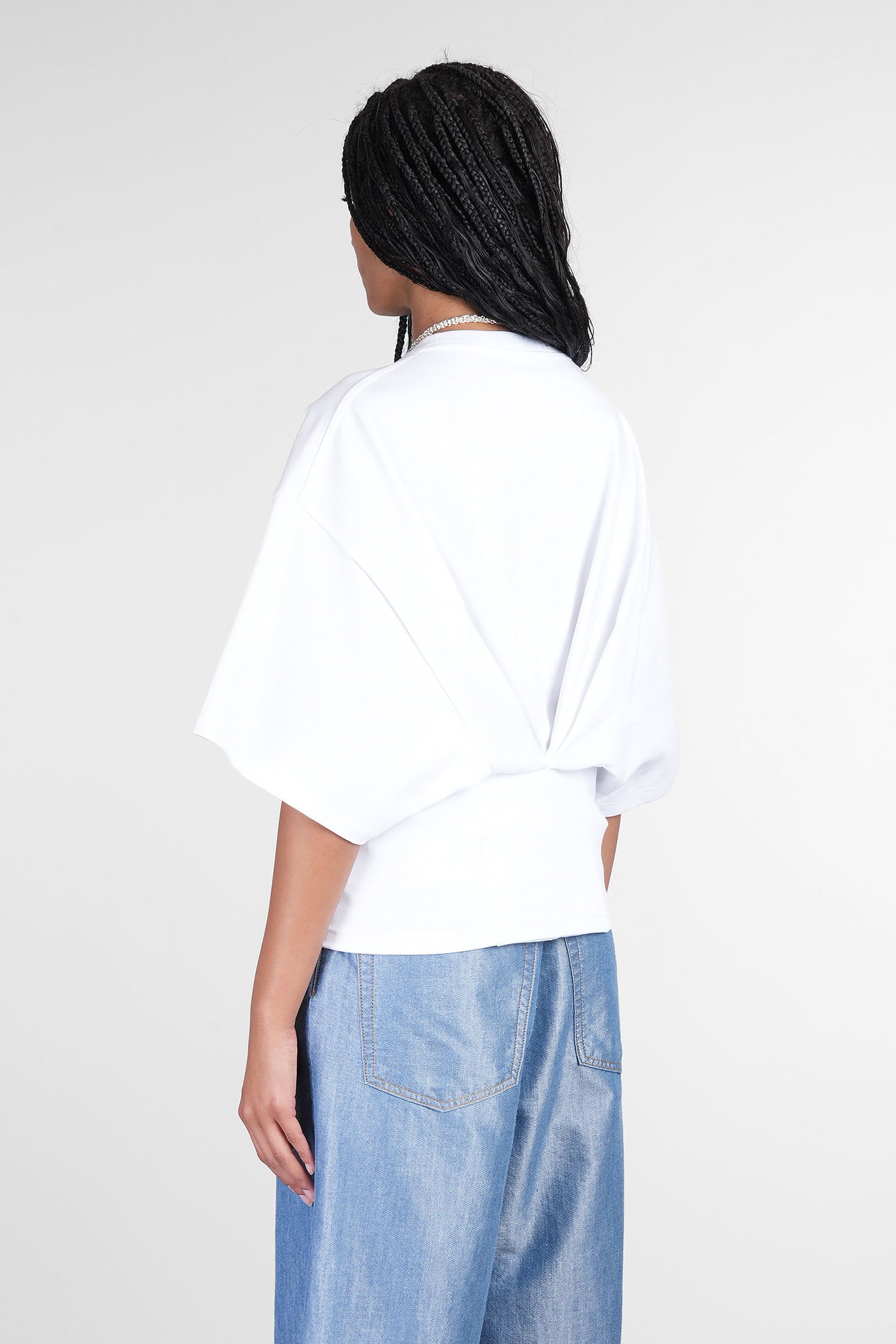 Darkpark Doyle Cropped Draped Short Sleeve Tee In White