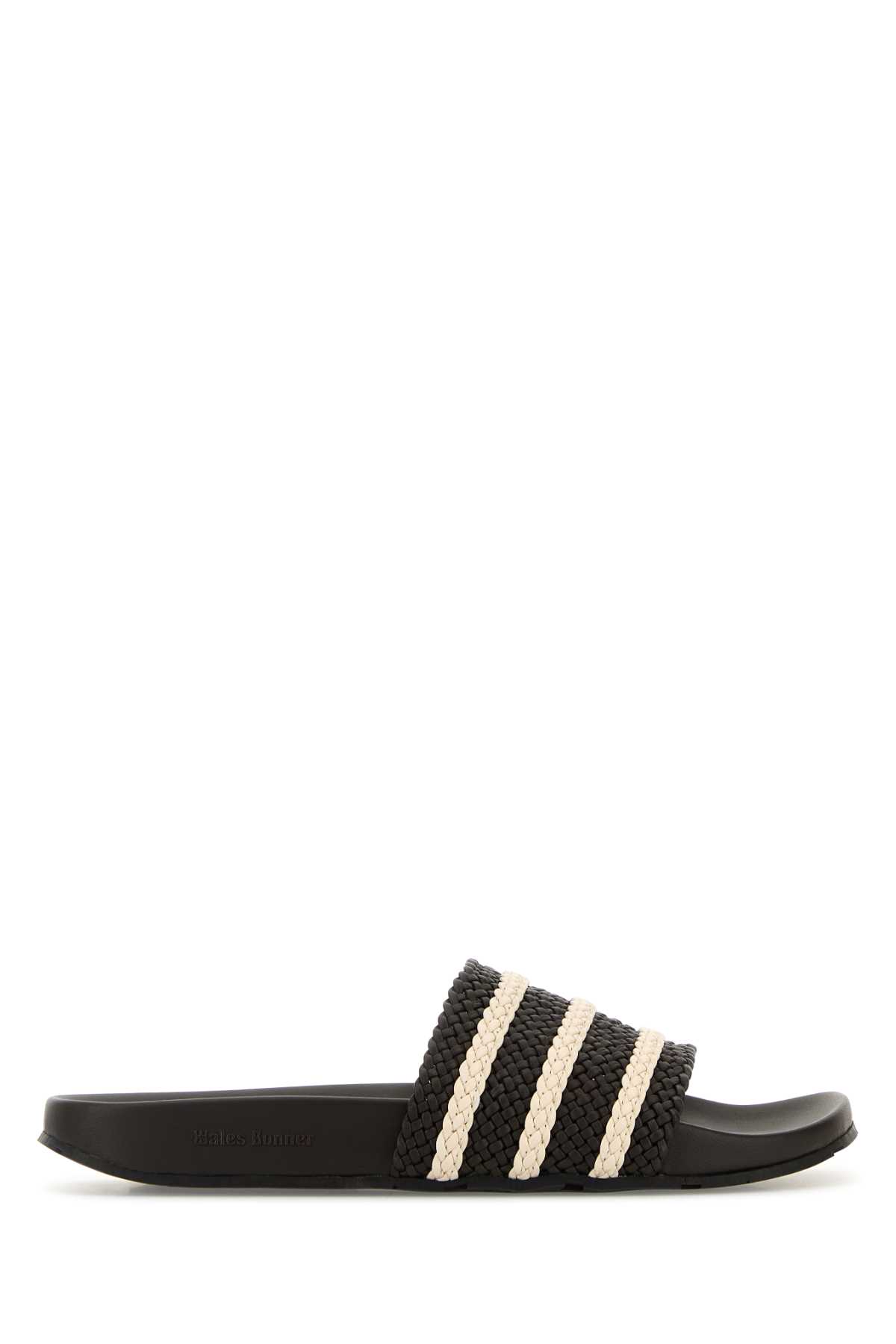 Adidas Originals Black Leather Wales Bonner X Adidas Adilette Slippers In Brown