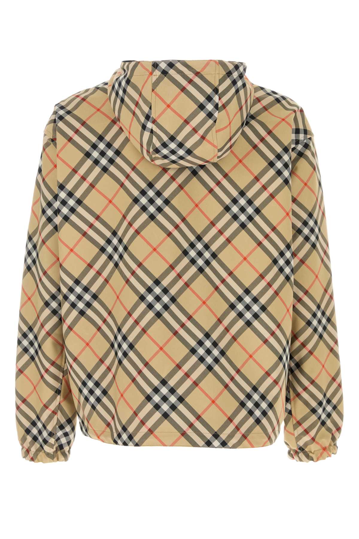 Burberry Beige Reversible Down Jacket With Hood And All-over Check Motif In Tech Fabric Man In Sandipcheck