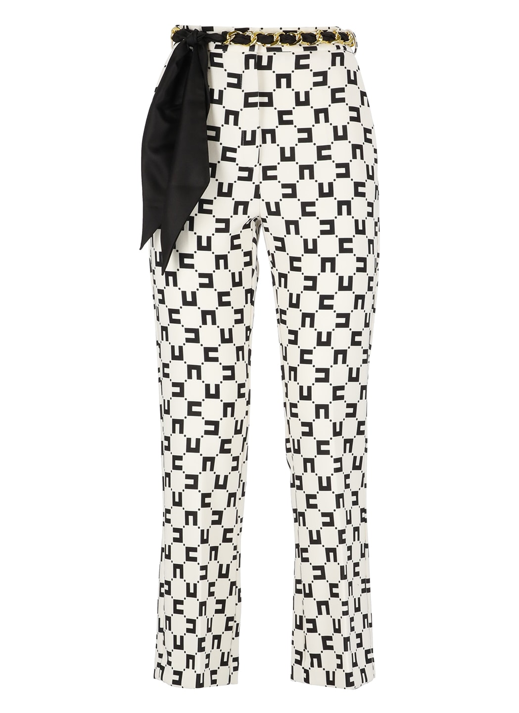 Elisabetta Franchi Monogram-print Bootcut Trousers In Black