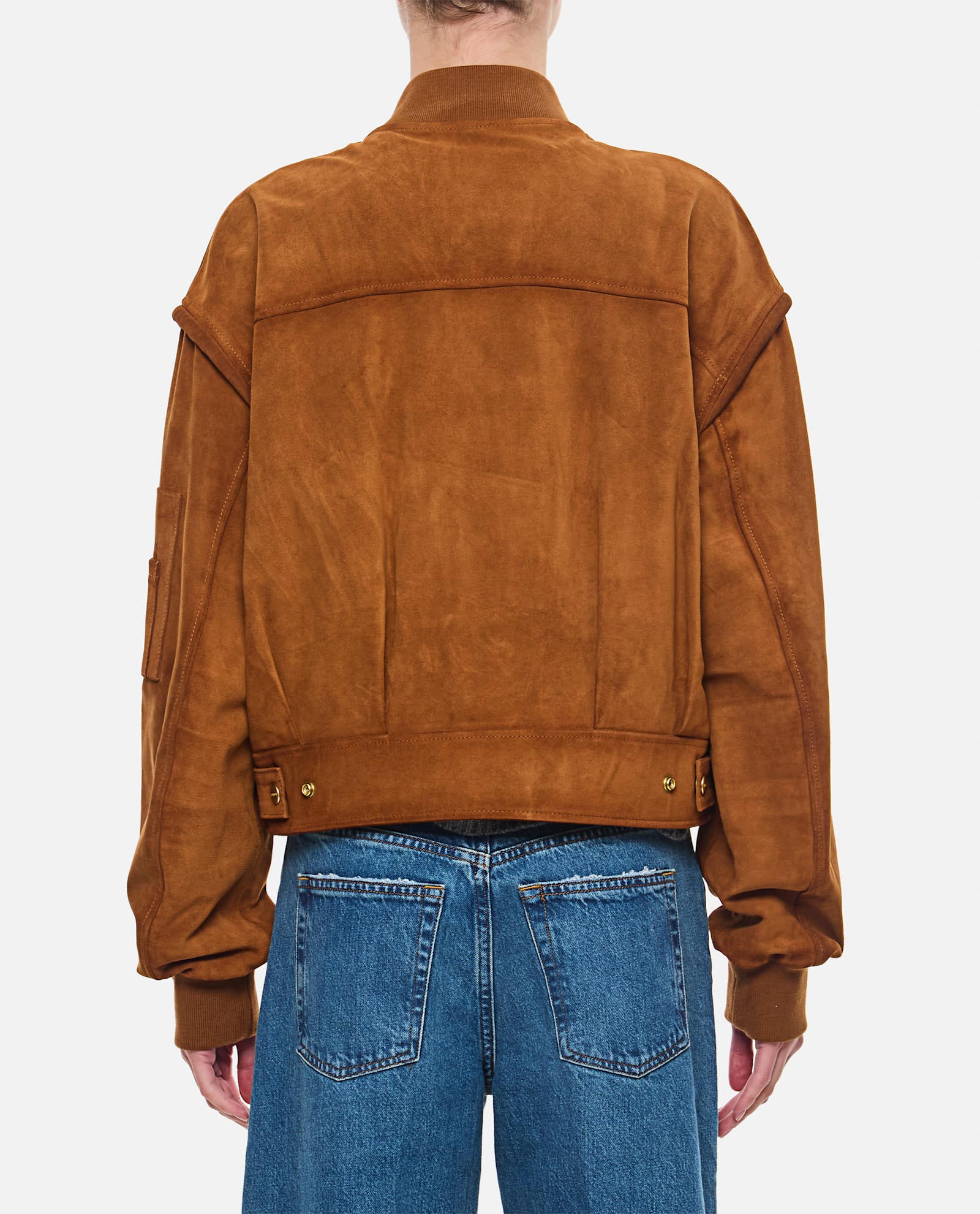 Shop Halfboy Bomber Crop Jacket In Brown