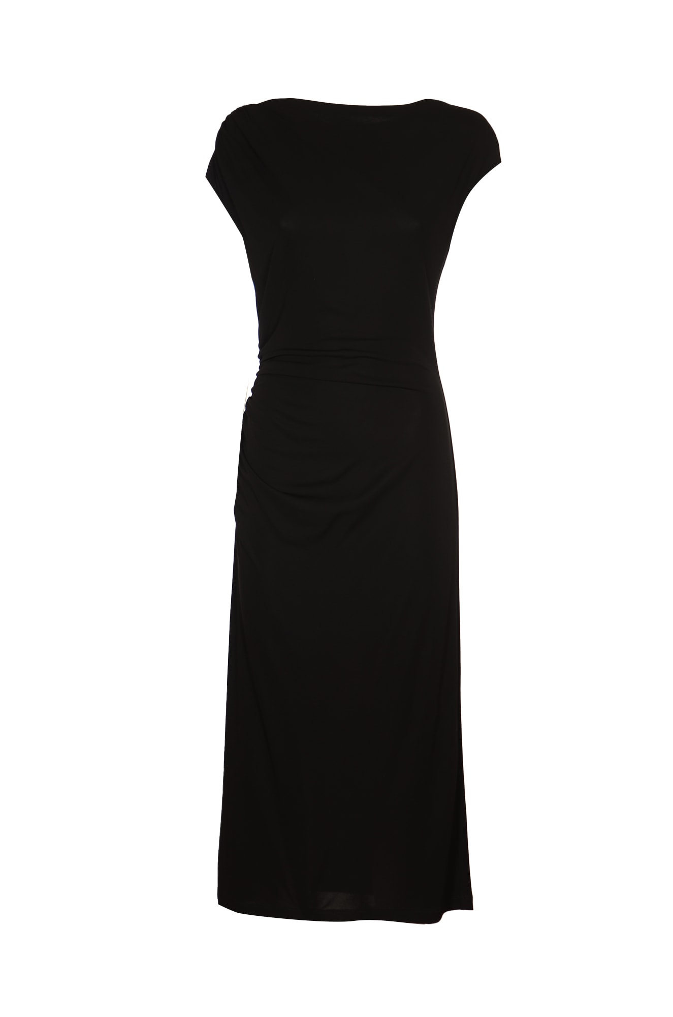 Shop Alberta Ferretti Cappped Sleeve Dress In Black