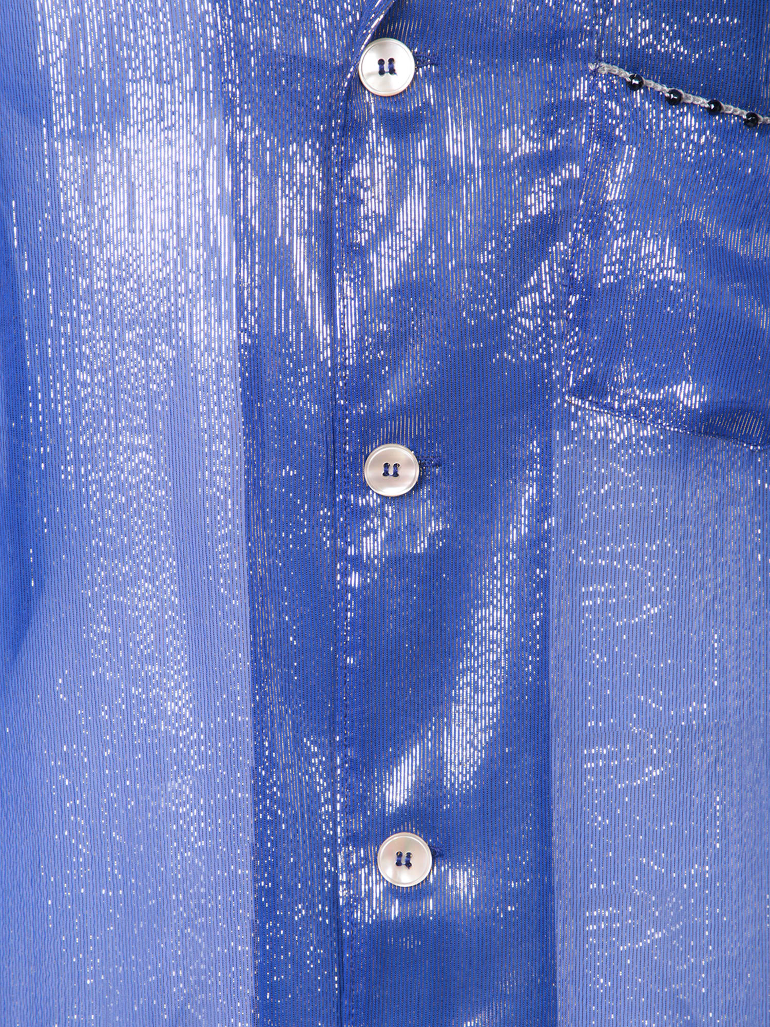 Shop Forte Forte Celeste Lurex Chiffon Shirt In Blue
