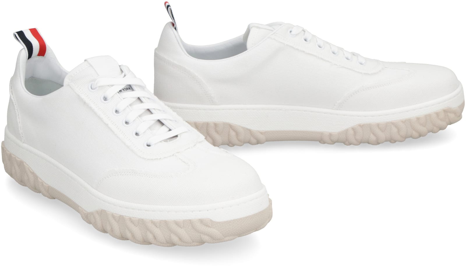 Shop Thom Browne Field Canvas Sneakers In White