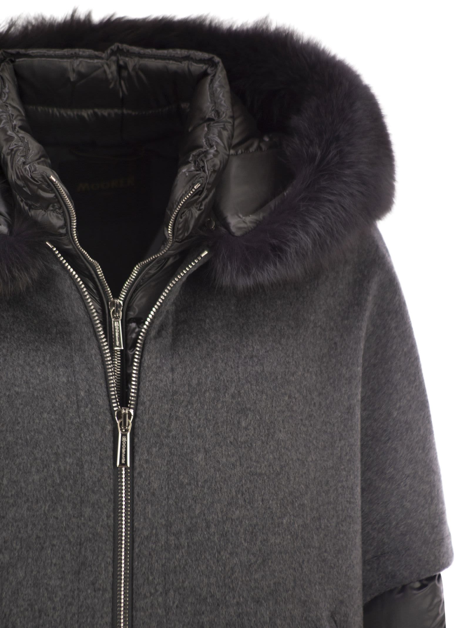 Moorer Pegaso - Down Jacket With Detachable Hood In Gray