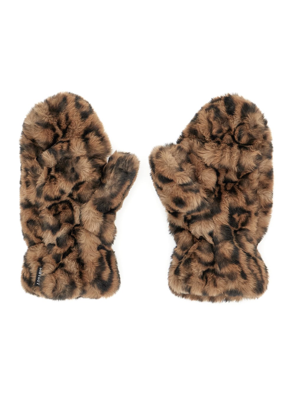 Apparis Coco Brown Mittens With Leo Print In Eco Fur Woman In Brown