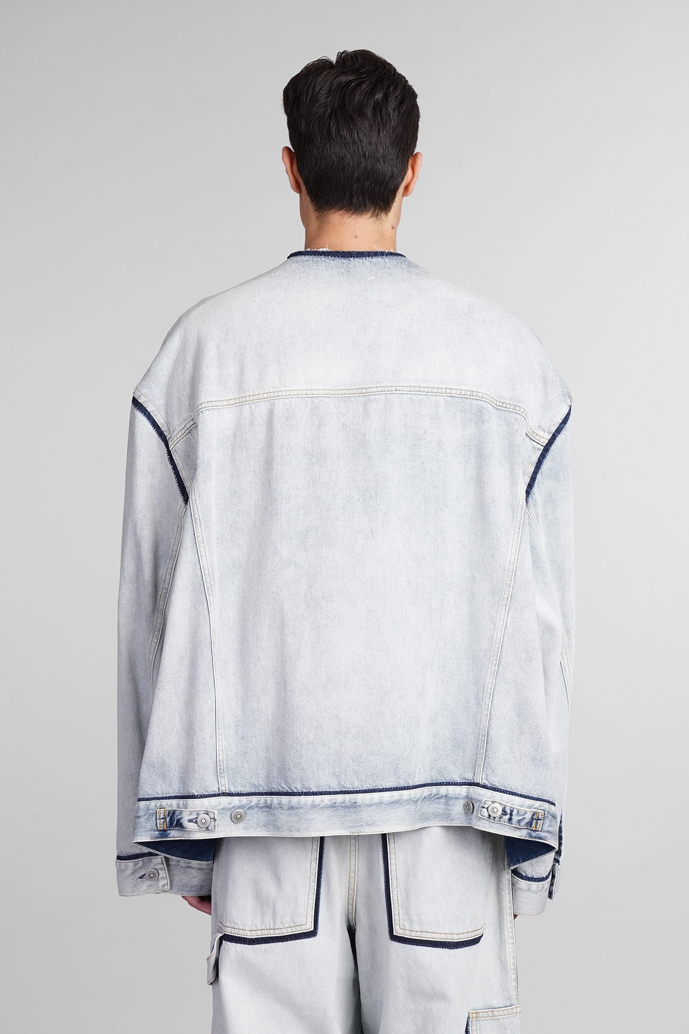 Shop Maison Margiela Denim Jackets In Cyan Denim