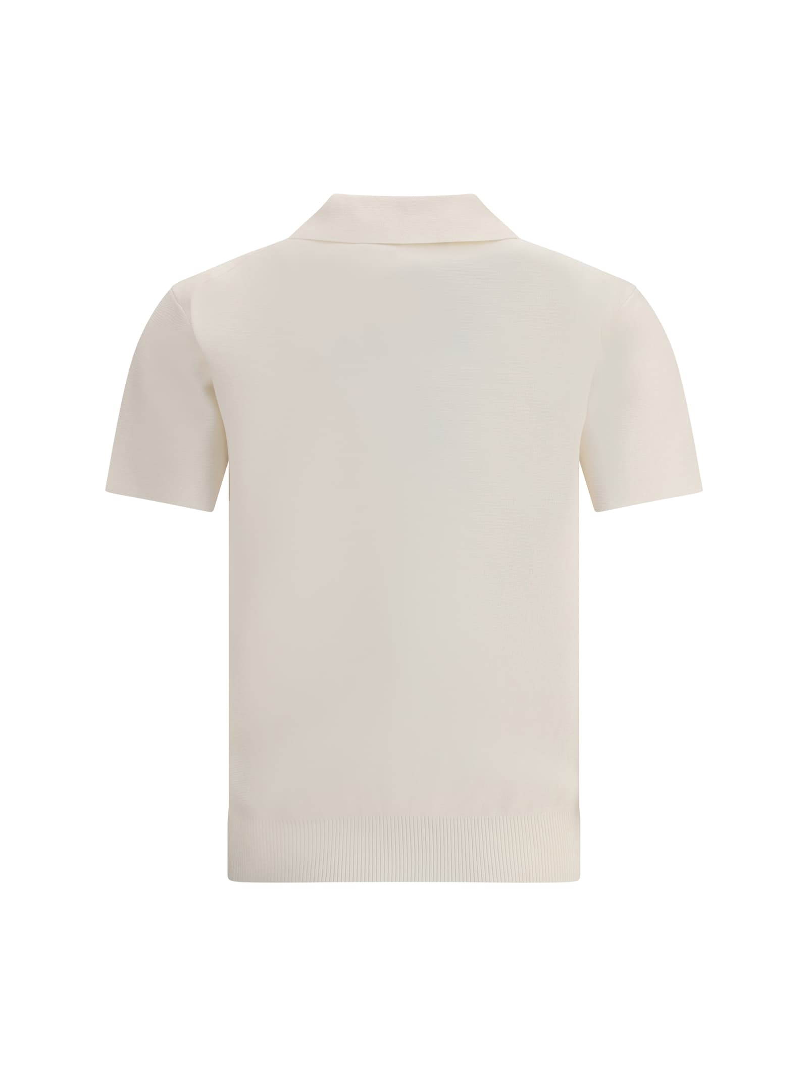 Max Mara Teti Zip Ribbed Polo Top In White