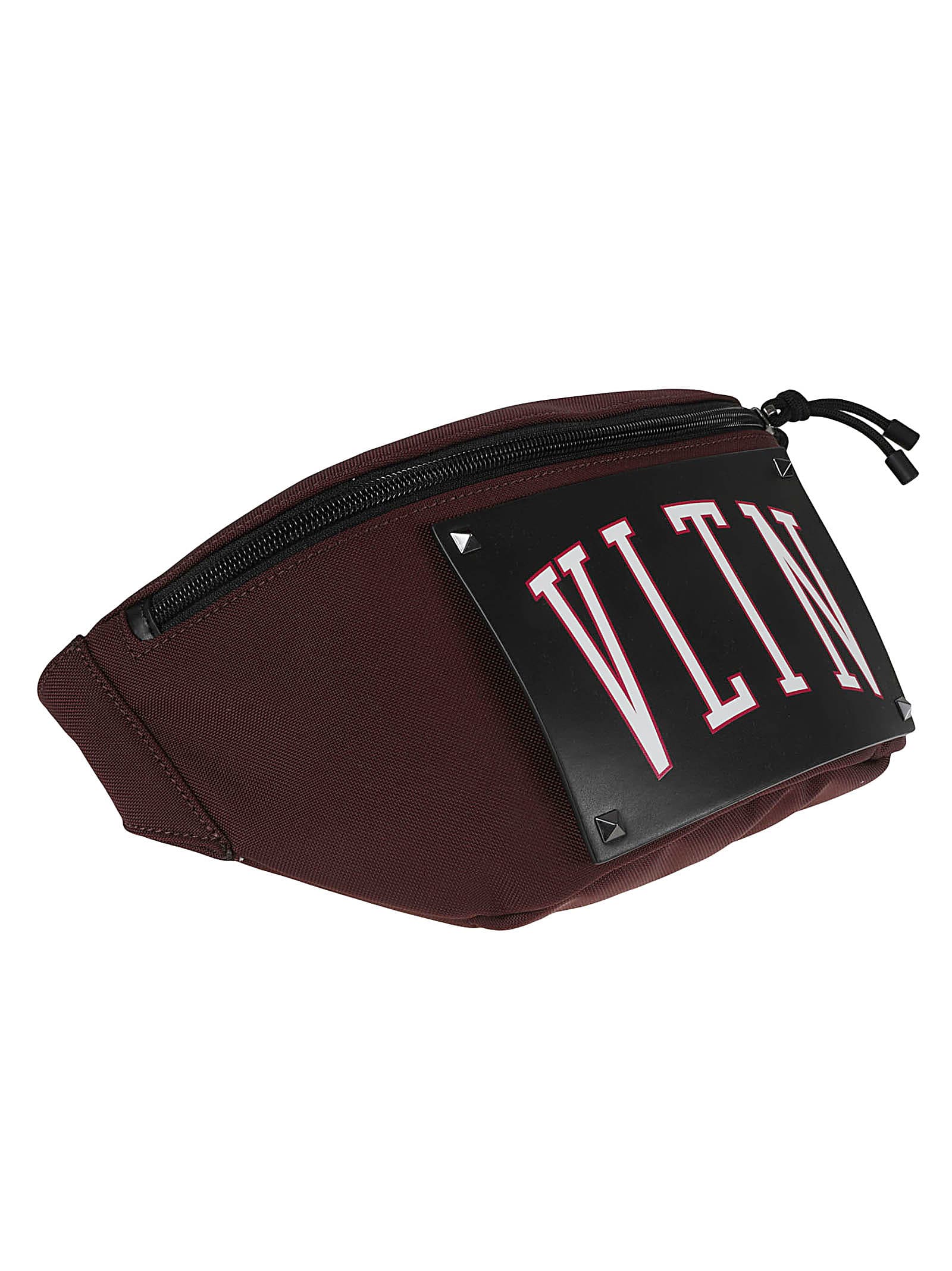 Valentino Logo Front Belt Bag In Bordeaux/black