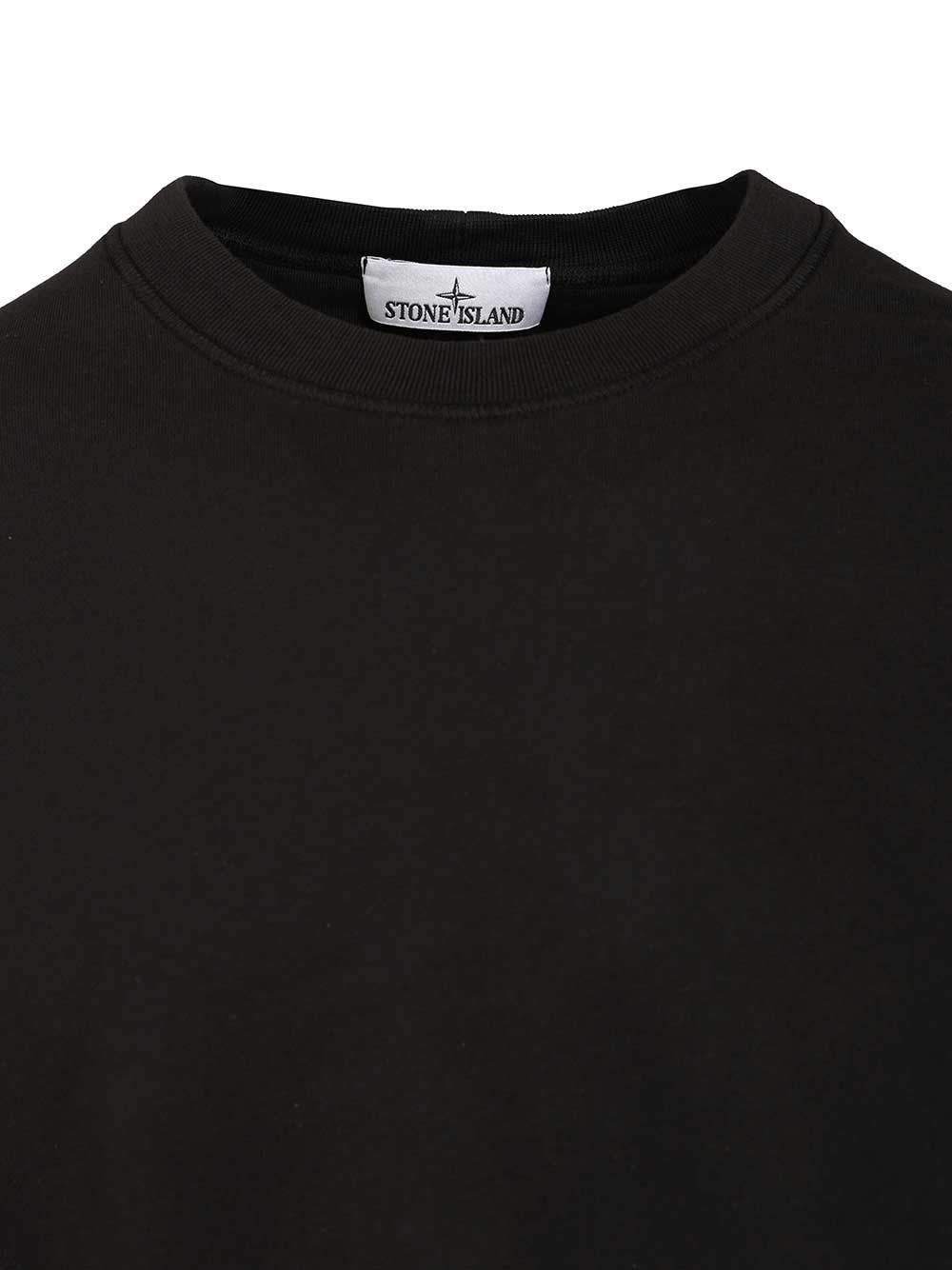 Stone Island Organic Cotton Crewneck Sweatshirt In Black