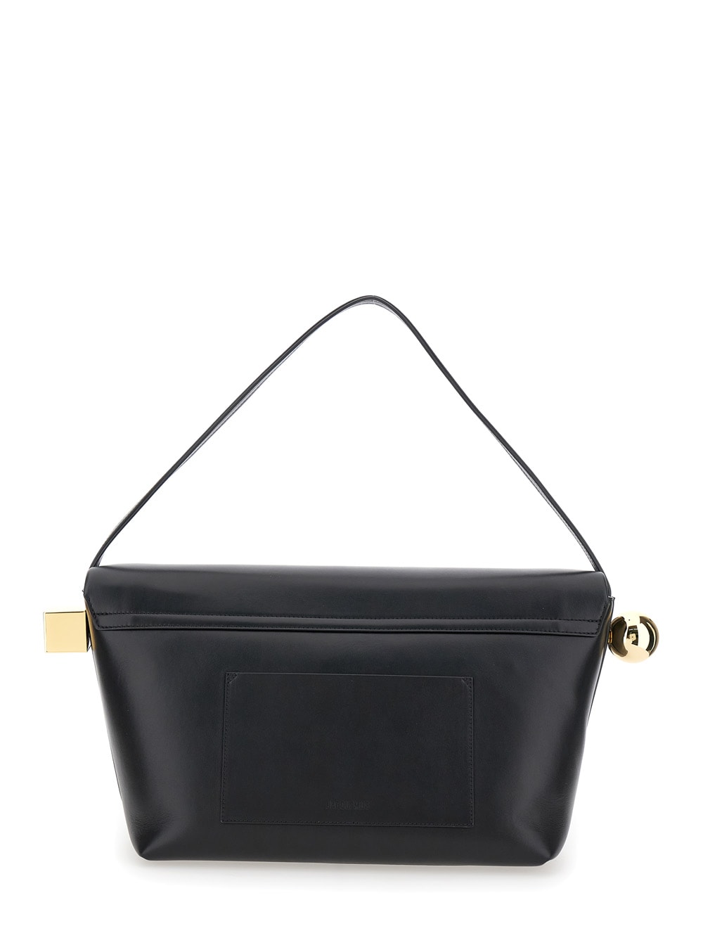 Shop Jacquemus Le Grand Rond Carre Black Shoulder Bag With Shoulder Strap In Leather Woman