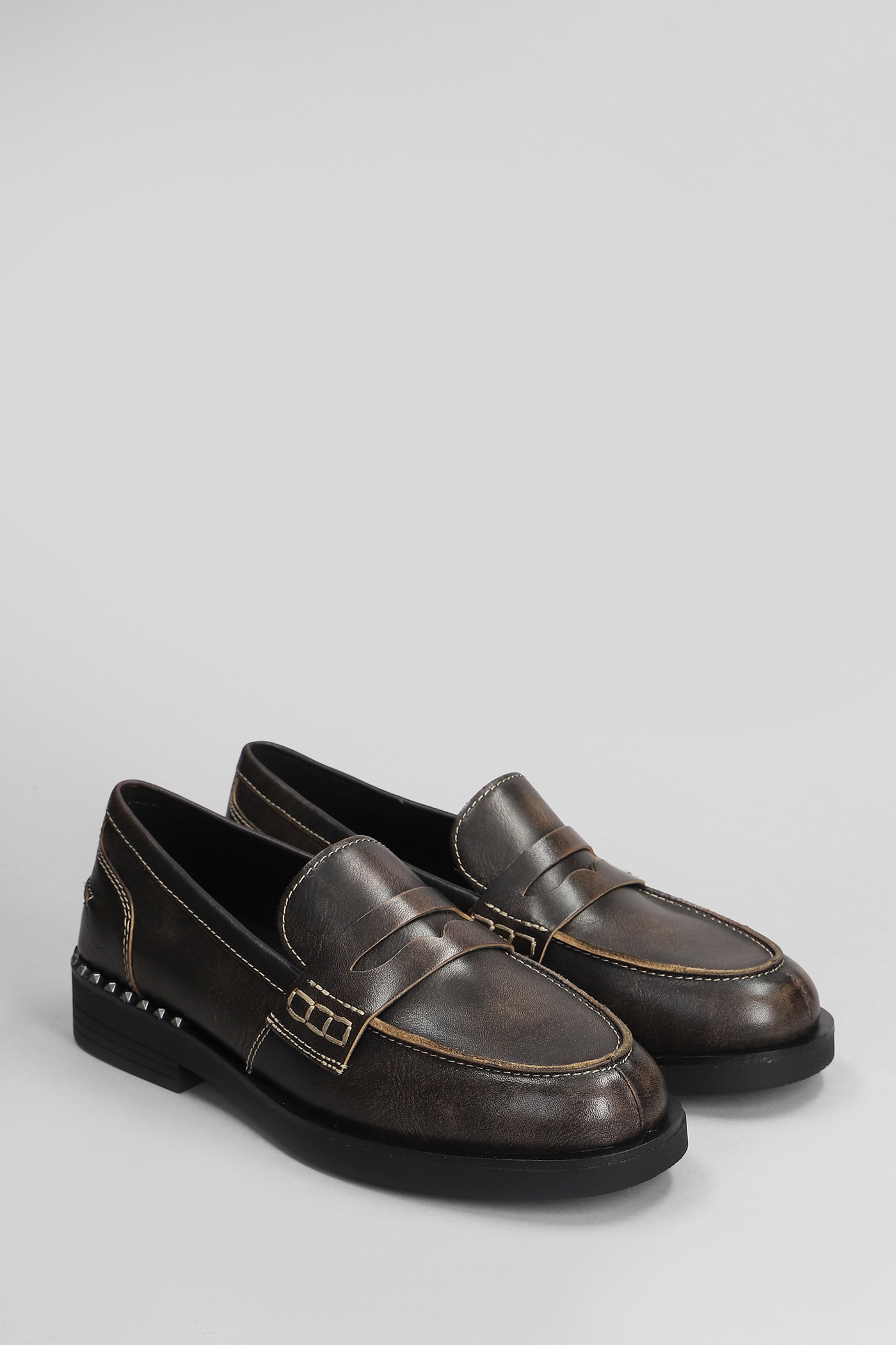 Shop Ash Winona Loafers In Black Leather