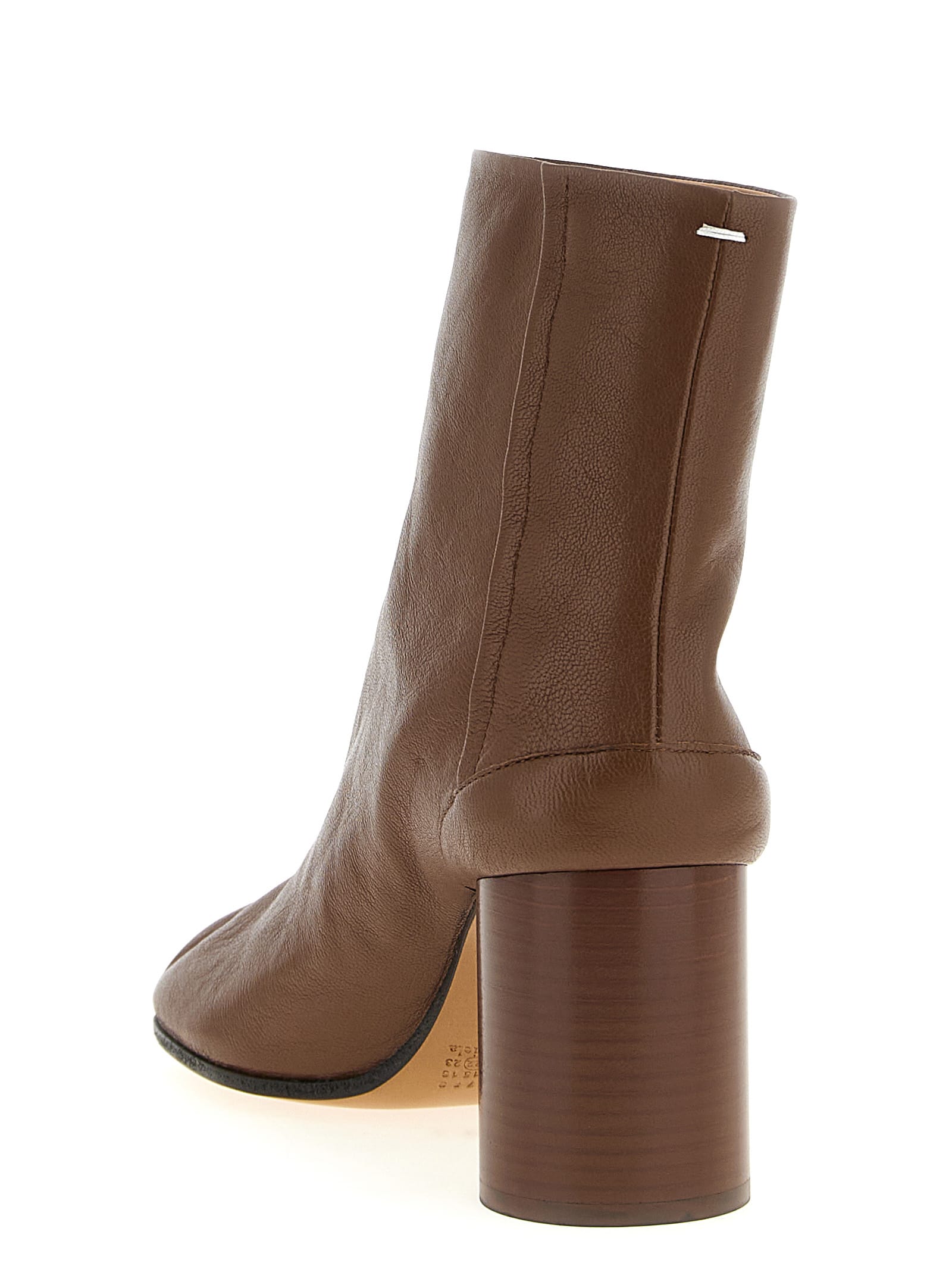 Maison Margiela Tabi High Heels Ankle Boots In Brown Leather In Brown