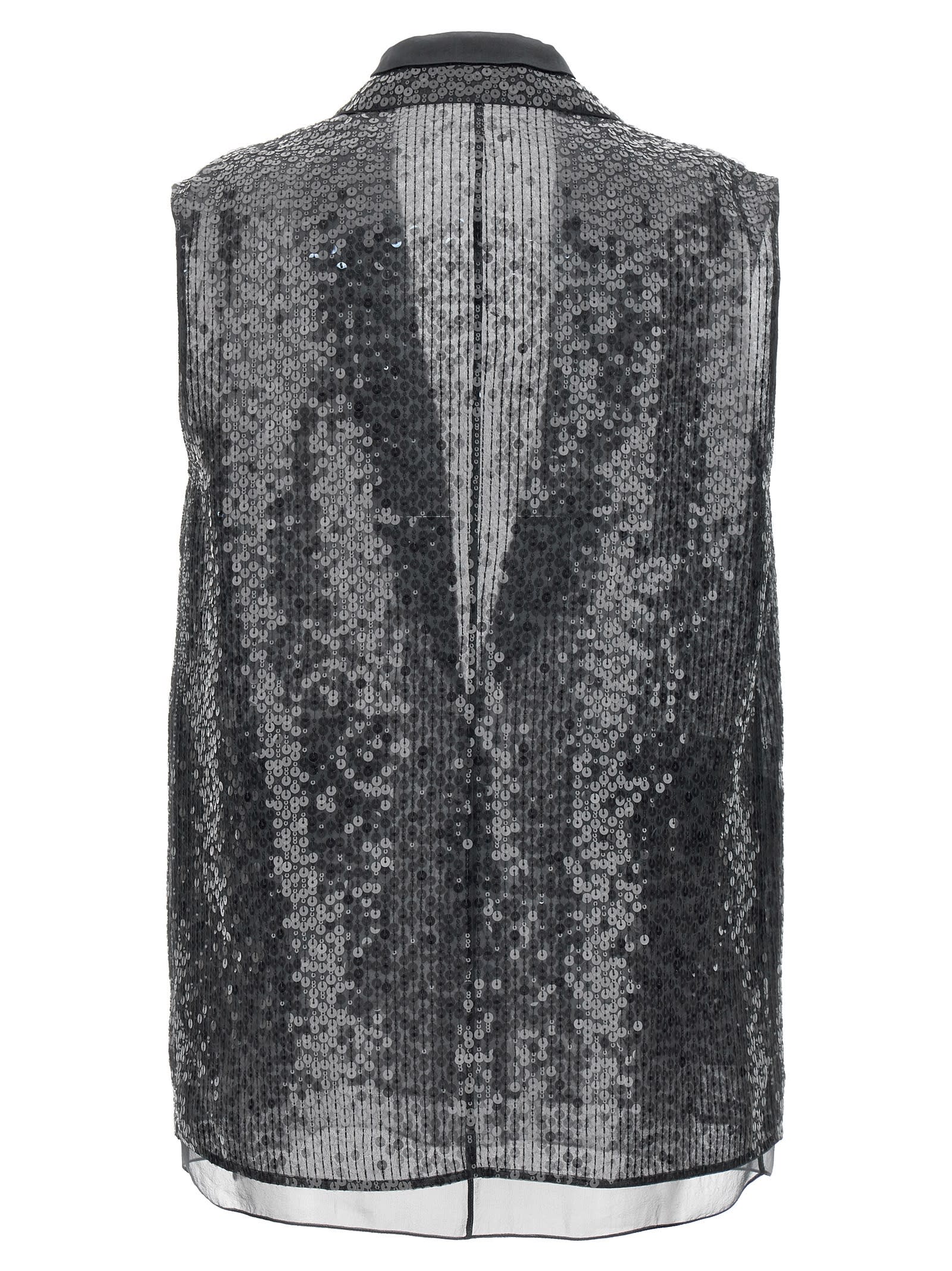 Shop Brunello Cucinelli Sequin Vest In Gray