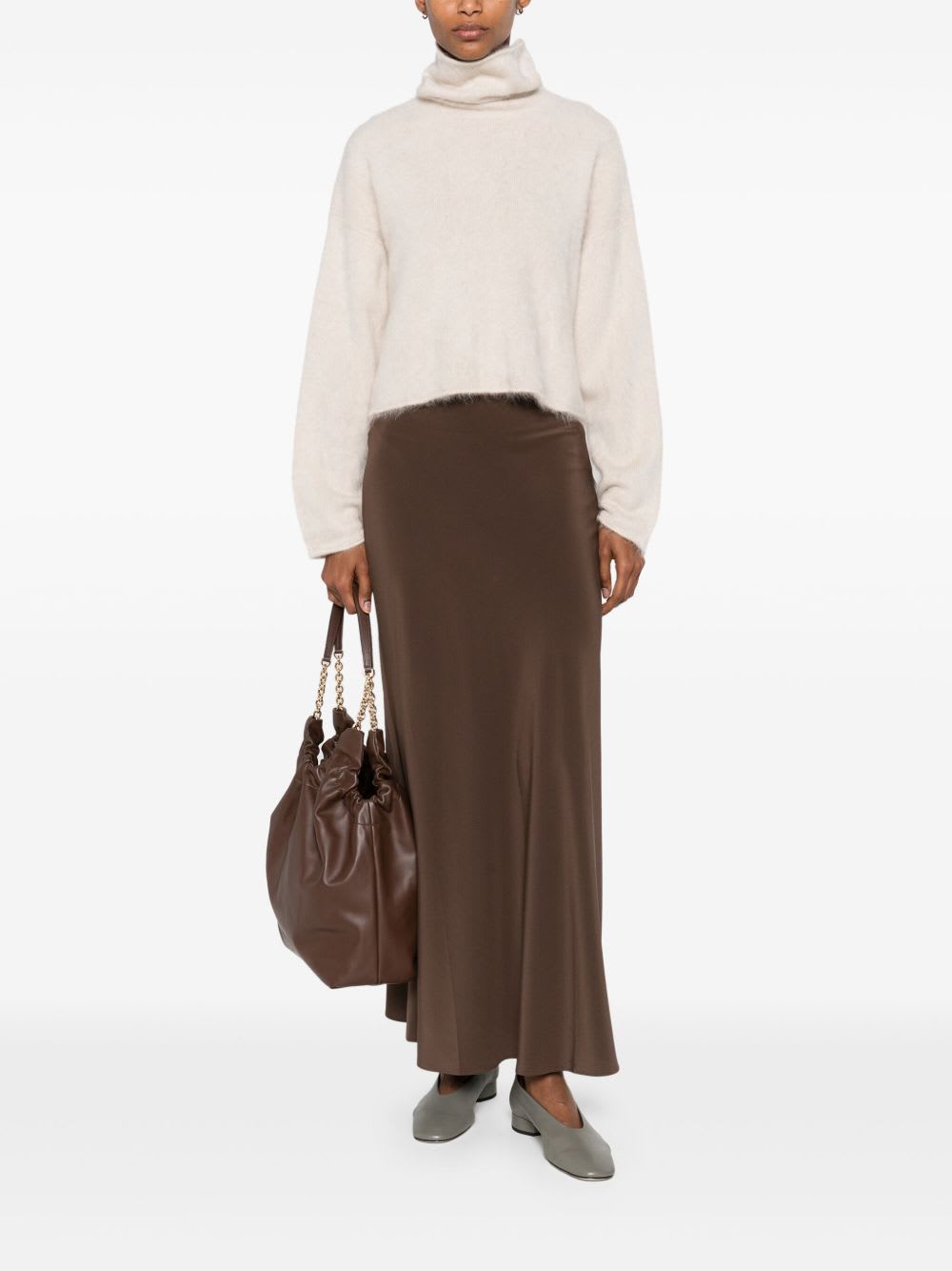 Goat Cashmere Turtle-neck Jumper In White