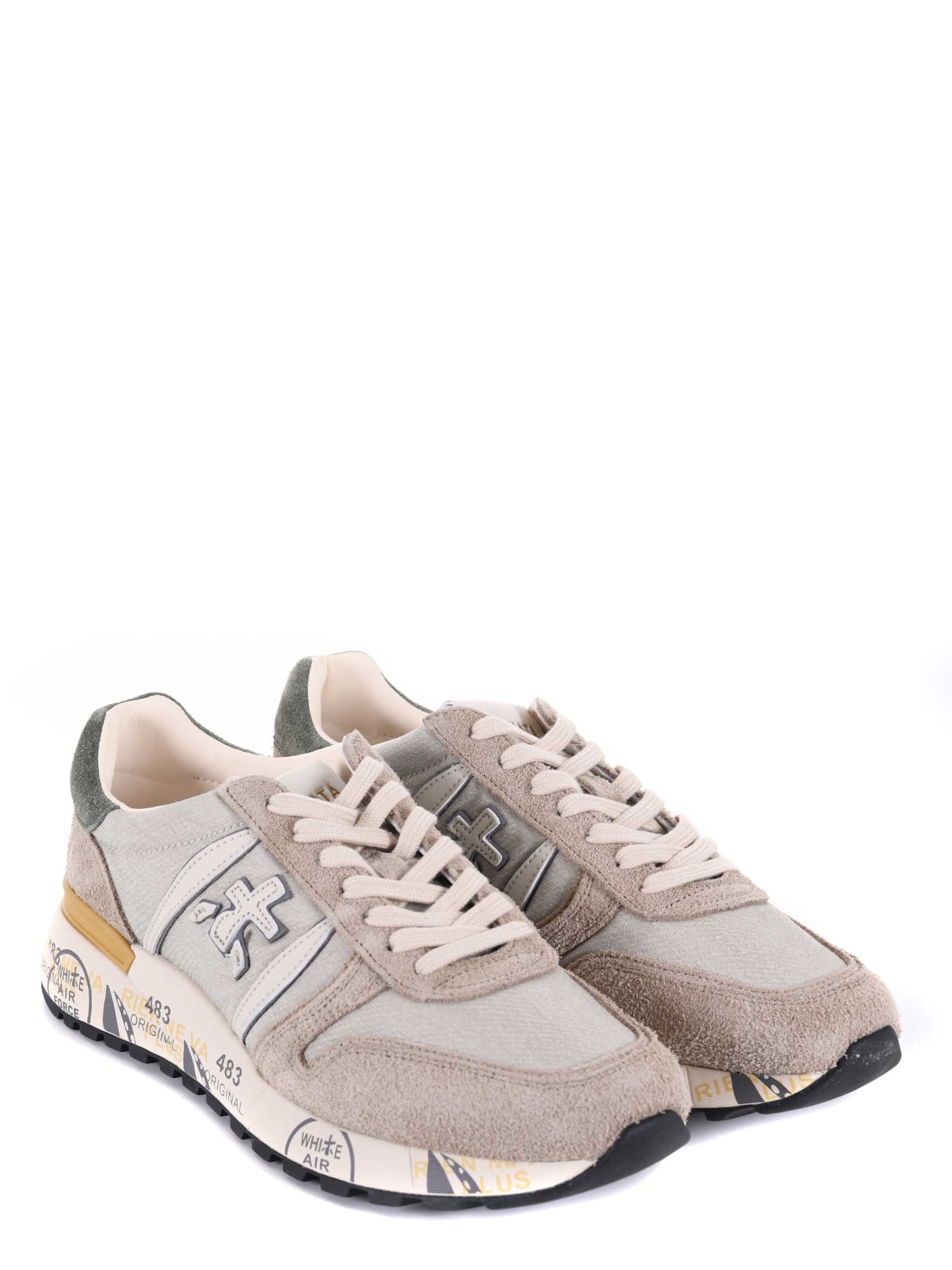 Shop Premiata Sneakers In Beige/grigio