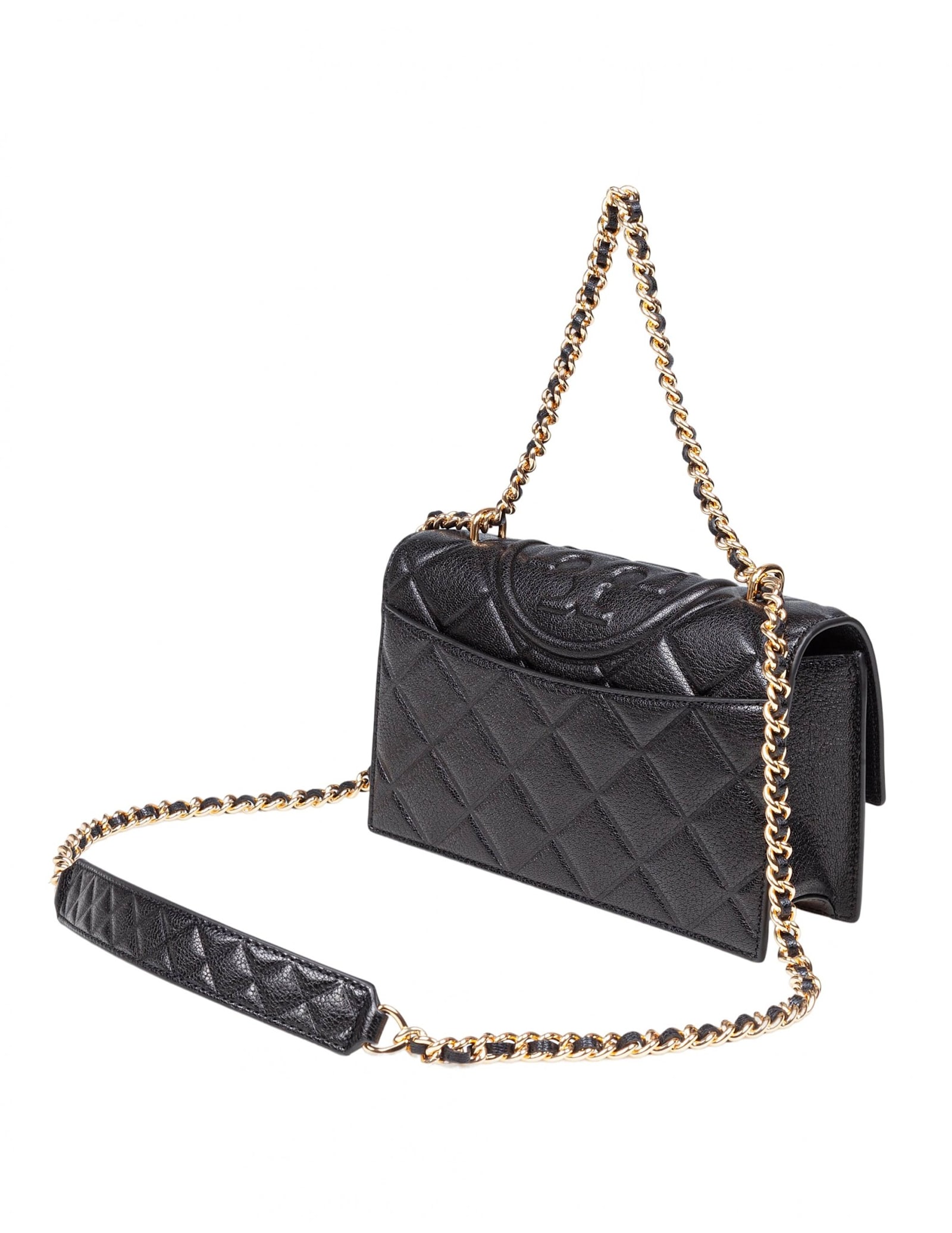 Tory Burch Fleming Small Leather Crossbody Bag Color Black In Black
