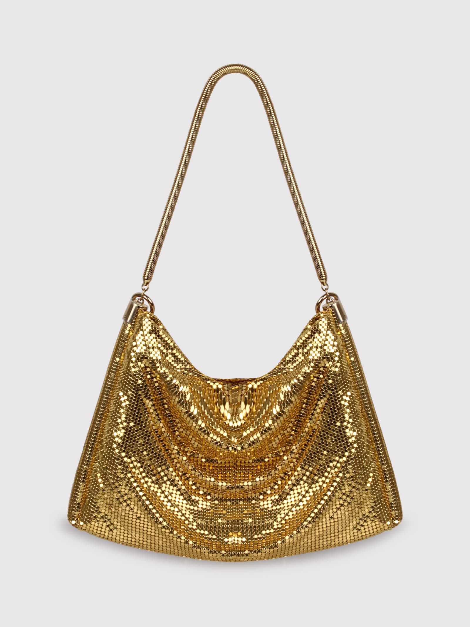 Paco Rabanne Rabanne Pixel Tube Metallic Shoulder Bag In Gold