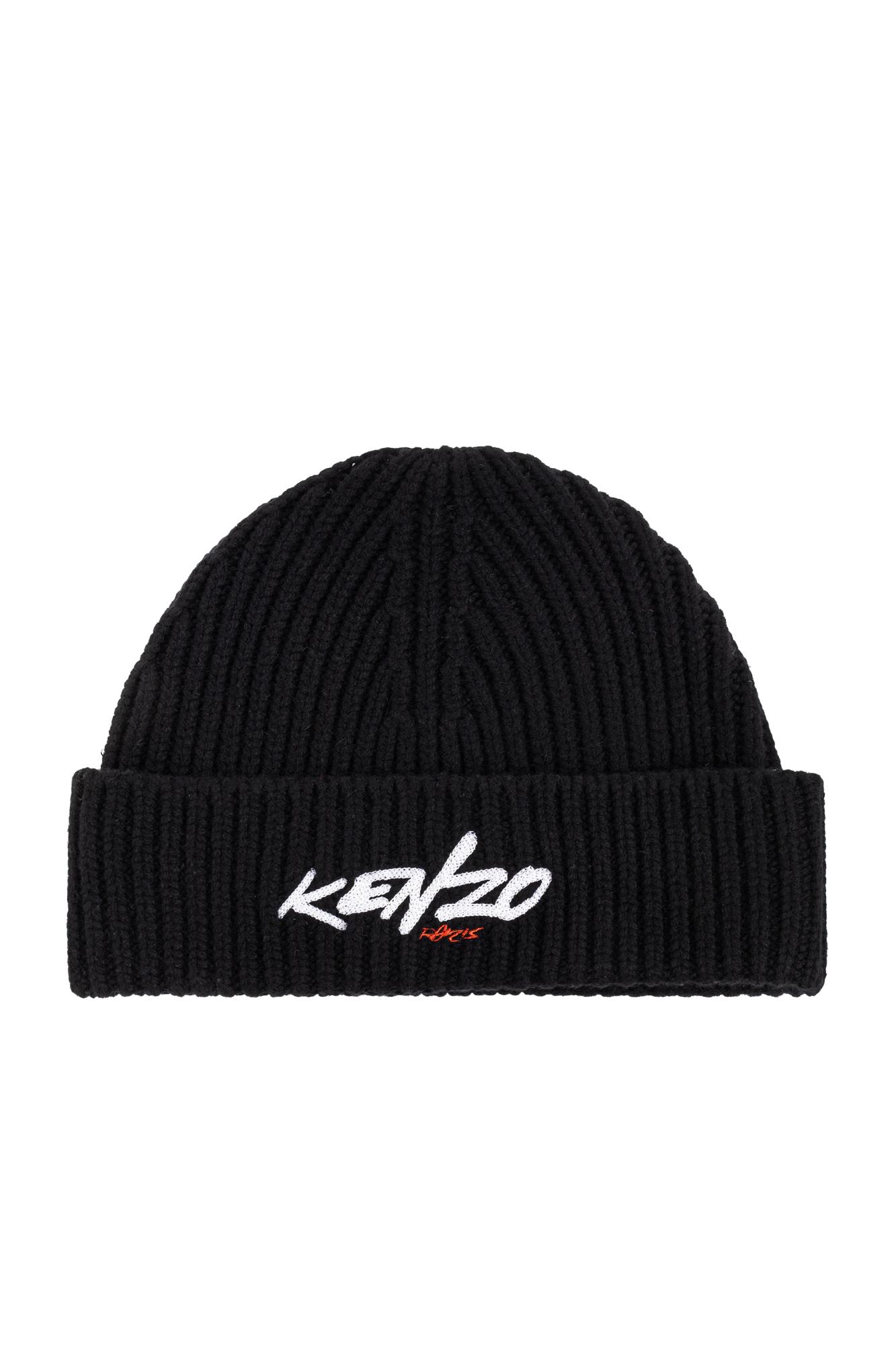 Kenzo Ribbed Signature Beanie In Black