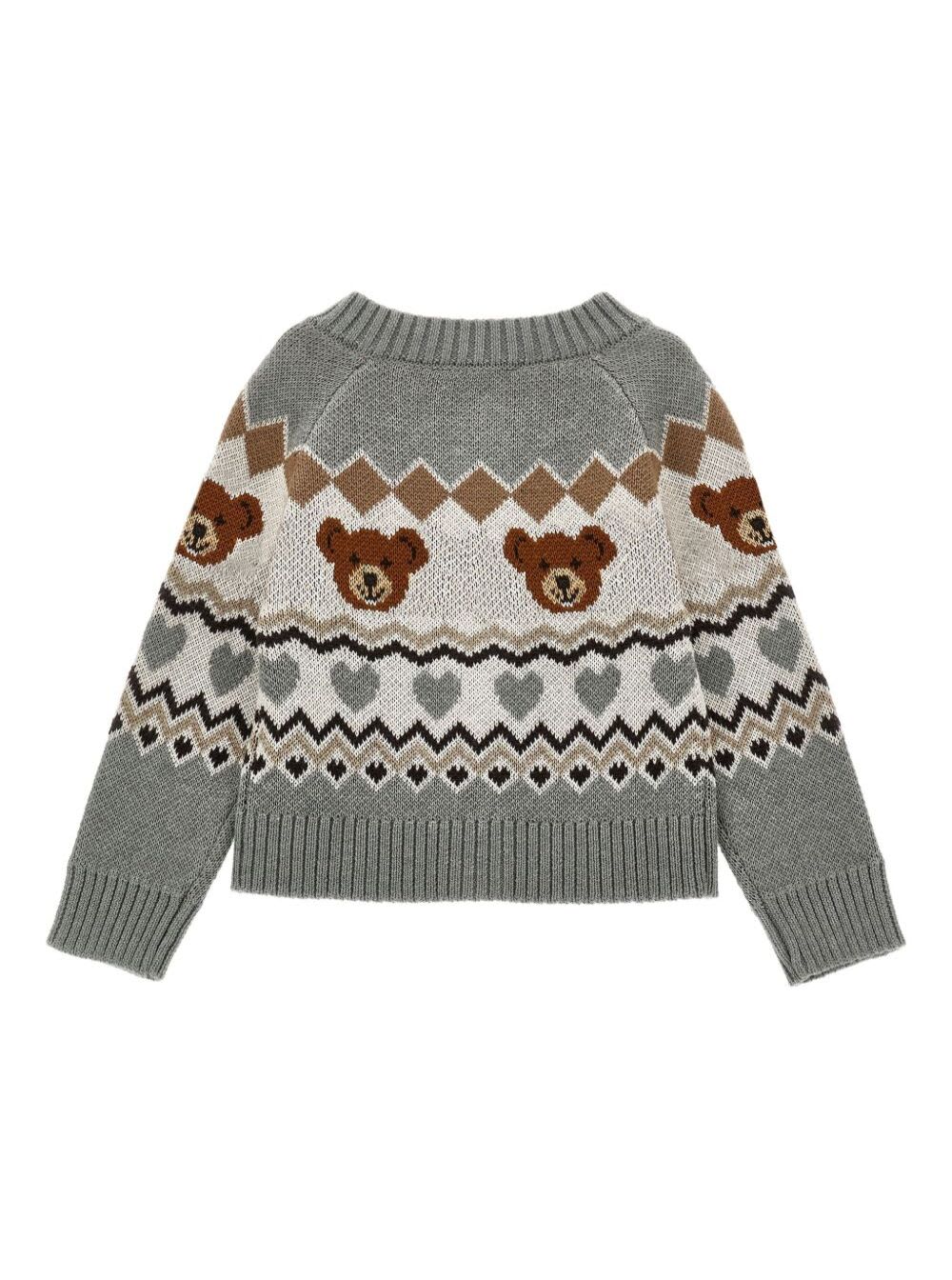 Monnalisa Cardigan Jaquard - Xs Convertito In Tg 13a In Gray