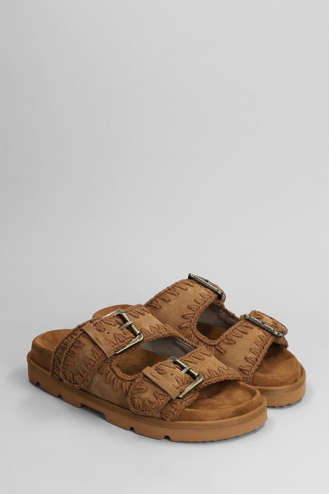 Shop Mou Low Bio Sandal Slipper-mule In Leather Color Suede