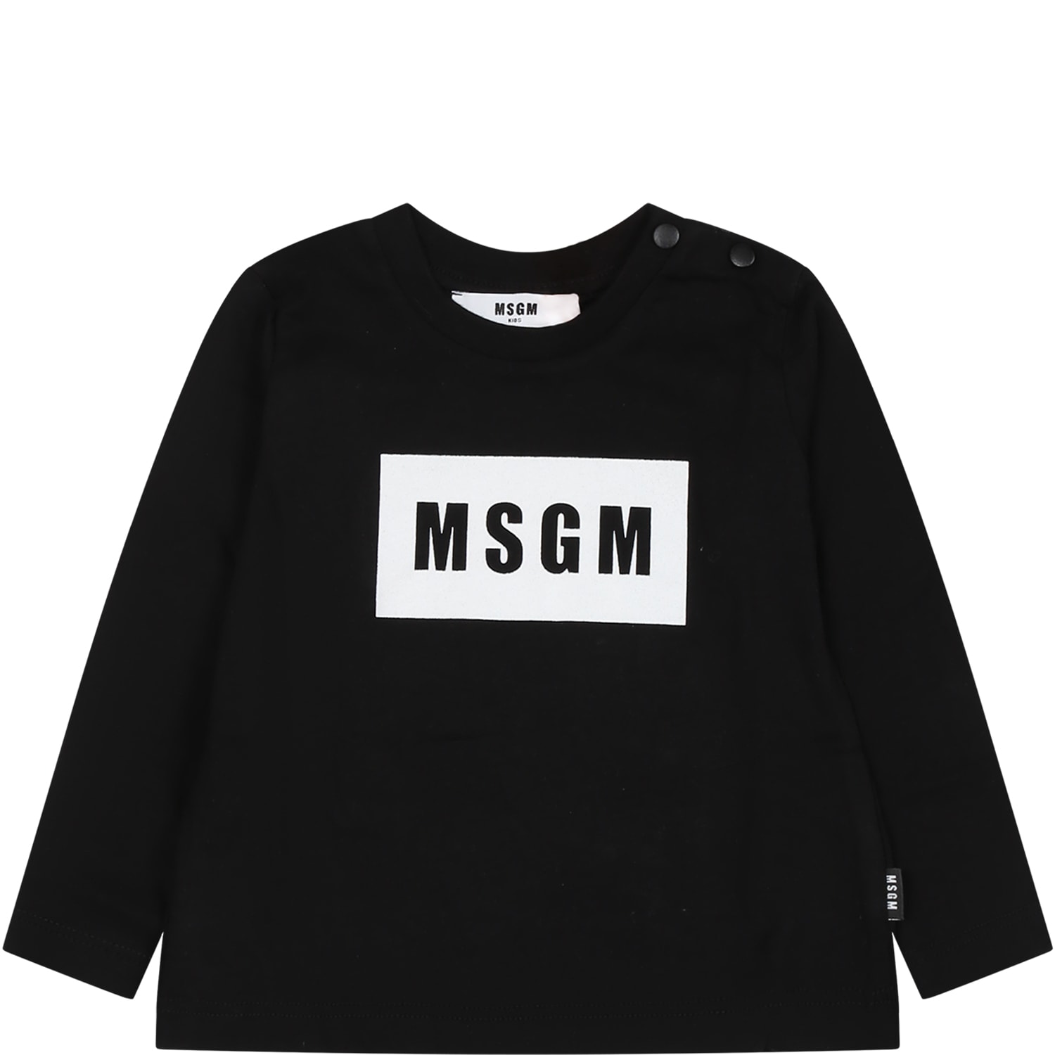 Msgm Black T-shirt For Baby Kids With Logo