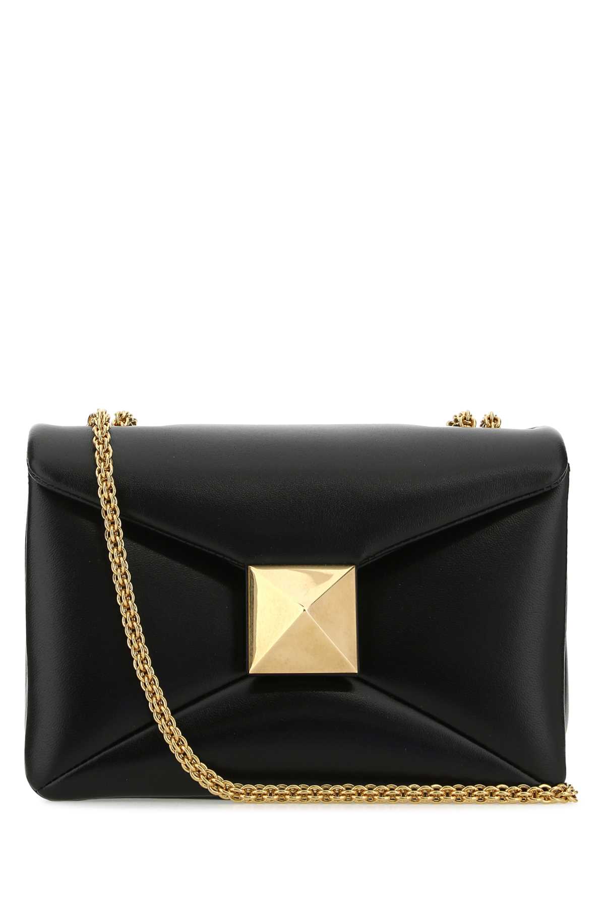 Shop Valentino Black Nappa Leather One Stud Shoulder Bag In Nero