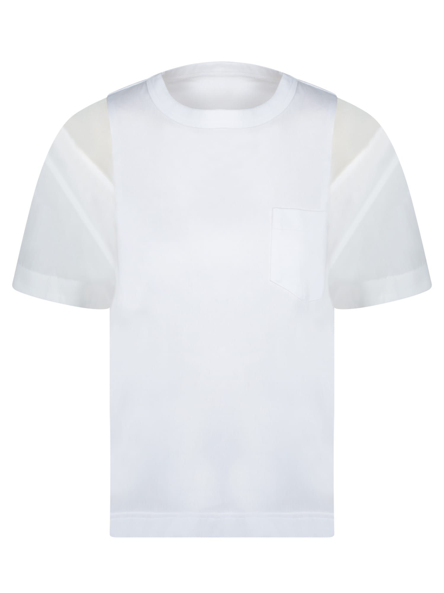 White Cotton Jersey And Poplin T-shirt