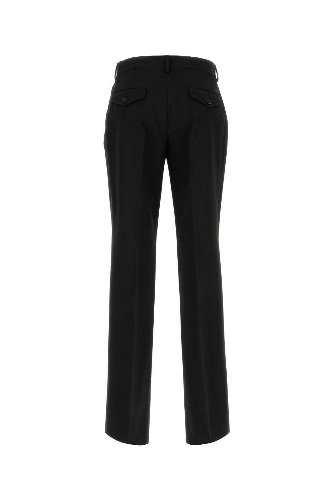 Shop Off-white Button Detailed Straight Leg Pants In Black