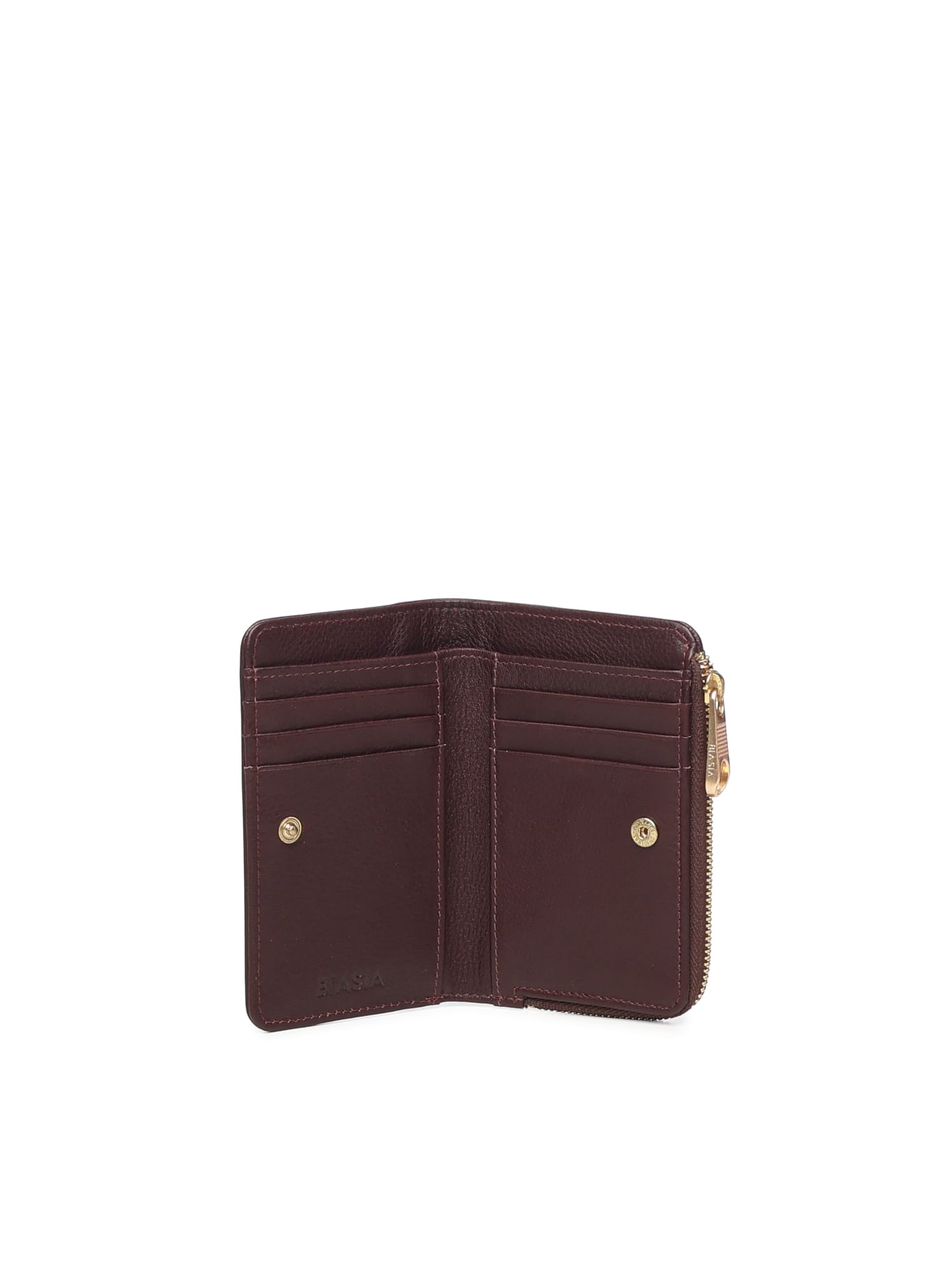 Biasia Leather Wallet With Logo In Brown