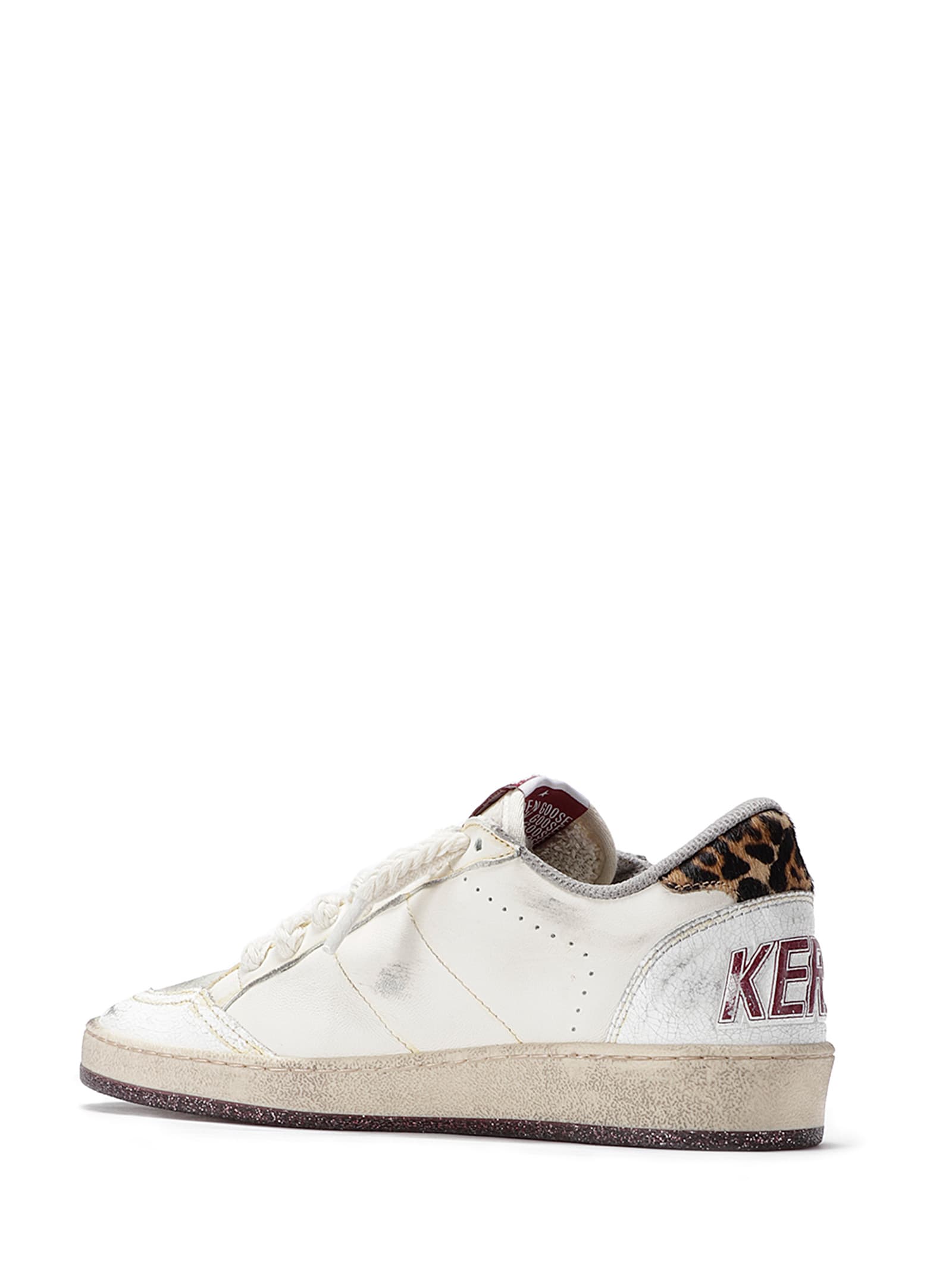 Shop Golden Goose Ballstar Nappa Upper Leo Horsy Star And Heel Crack In White/beige/beige Brown Leo