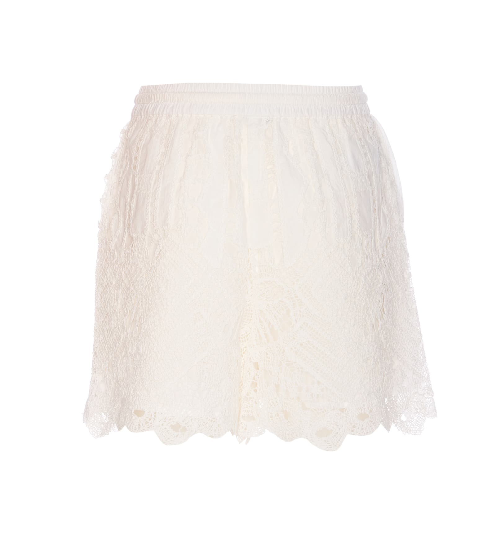 Pinko White Lace Design Serenata Rap Shorts