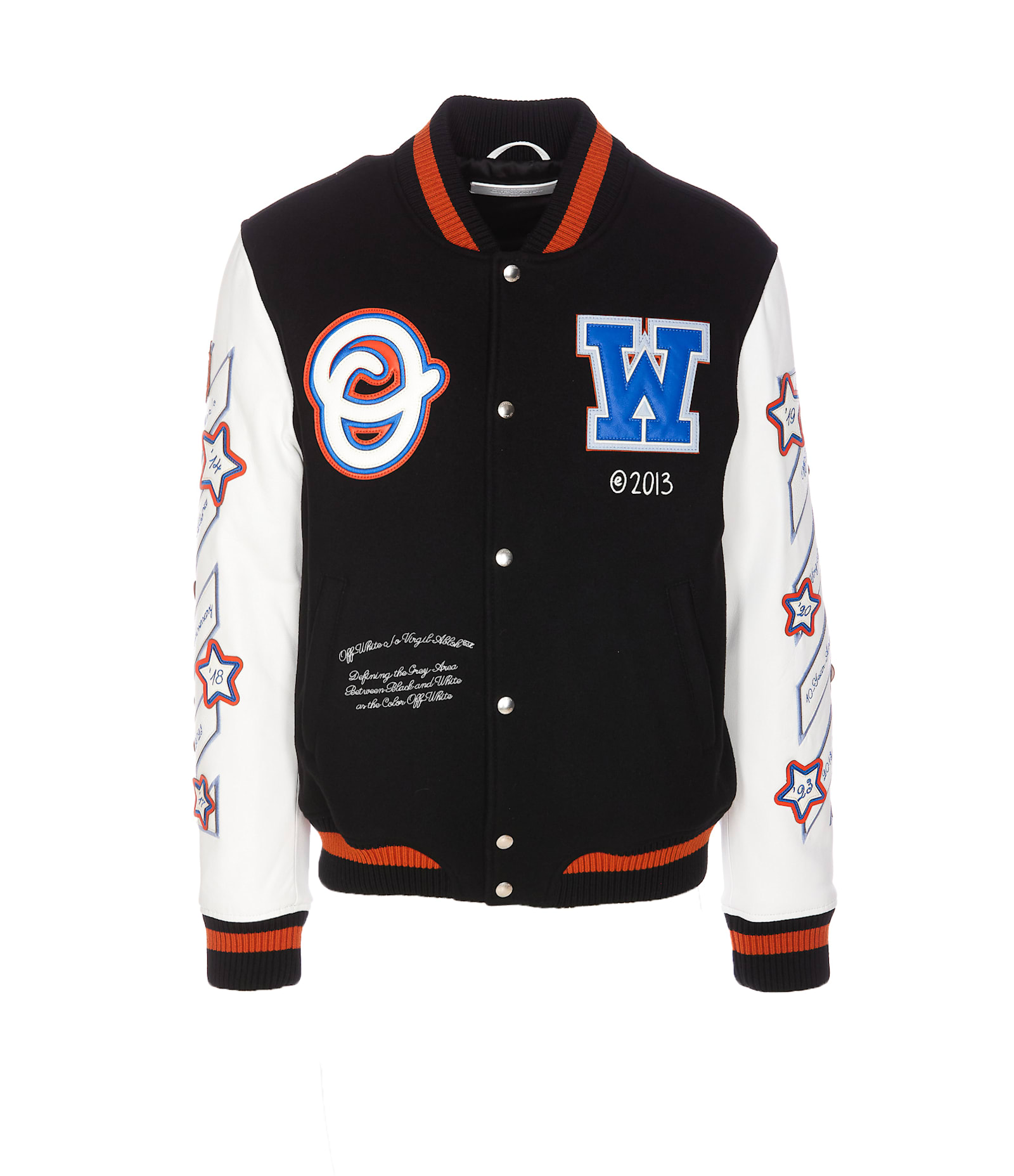 Shop Off-white Varsity Jacket With Wizard Motif In Black