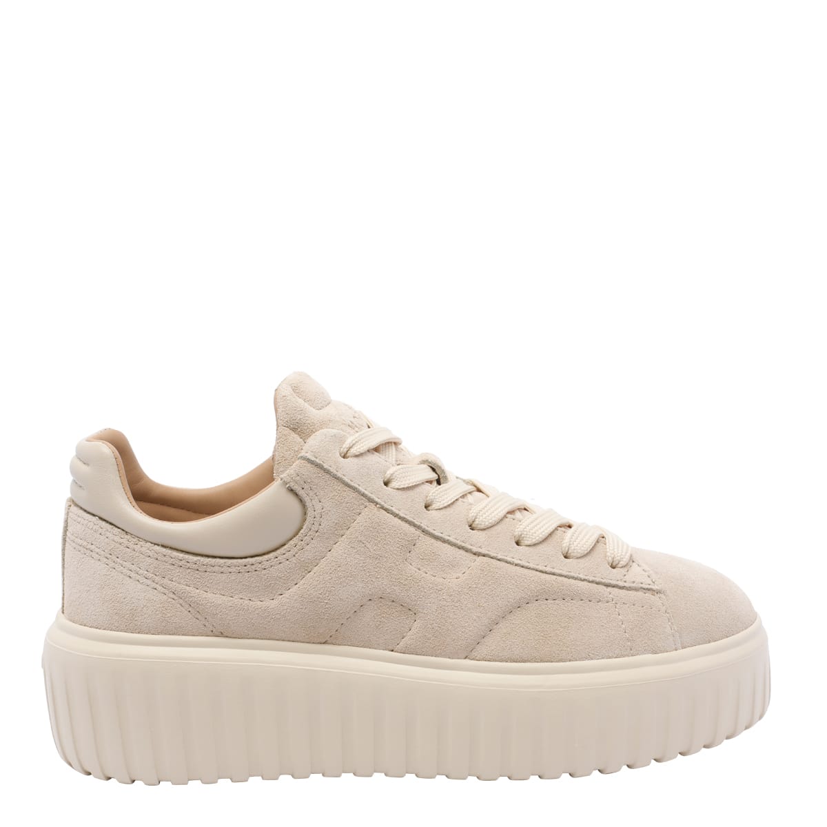Hogan H Stripes Lace-up Sneakers With Embossed Logo In Neutral