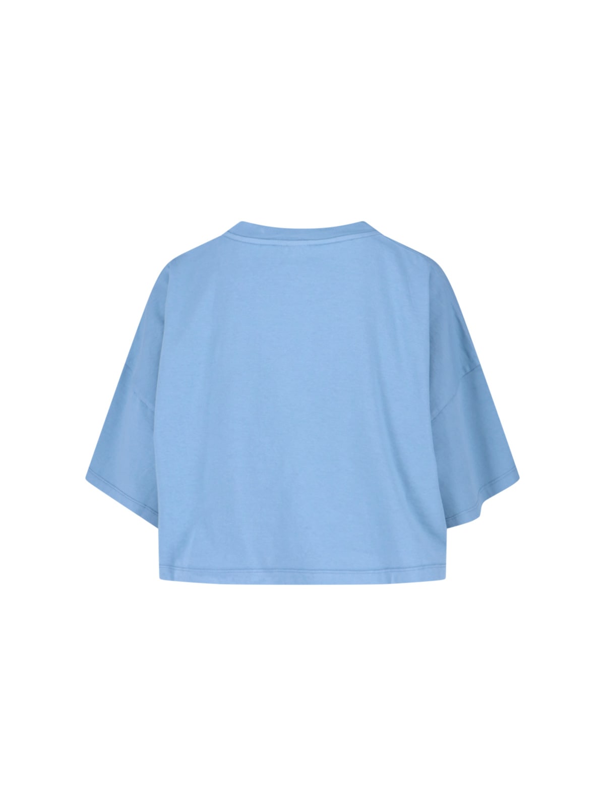 Chloé Women Light Blue Jersey Cropped Logo T-shirt In Blue