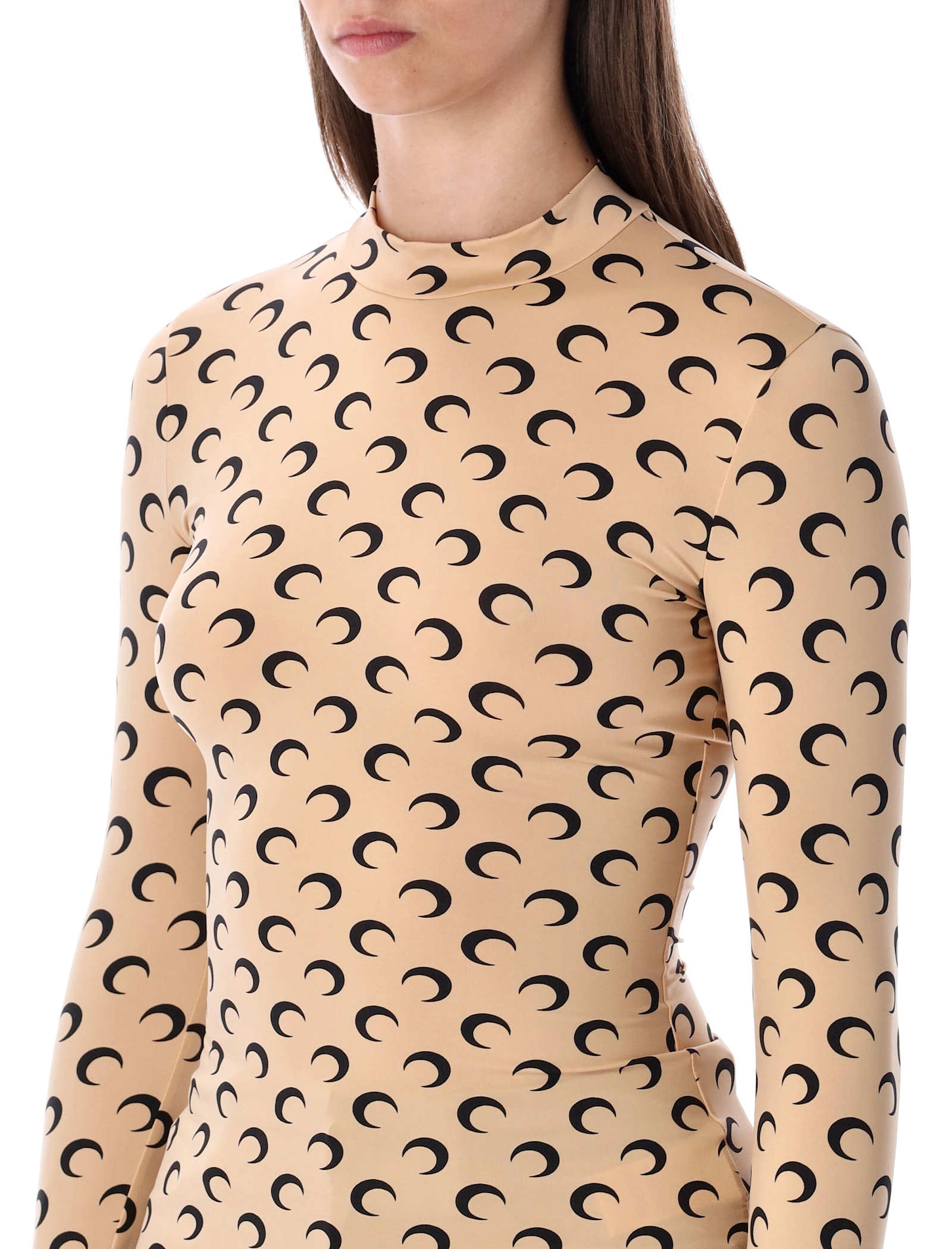 Marine Serre Second Skin High Neck Top Moon In Neutral